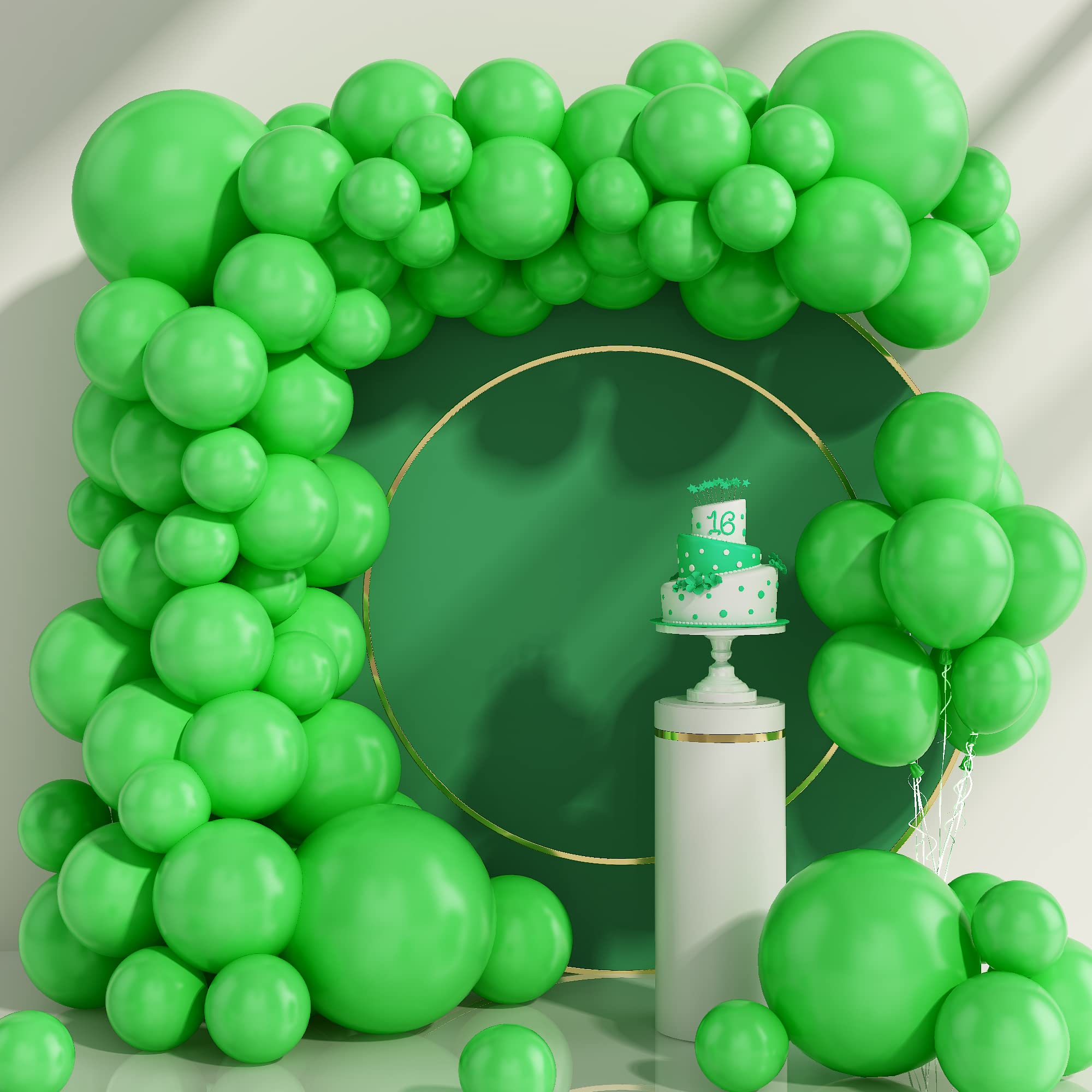 94pcs Light Green Balloons Garland Arch Kit - 5/10/12/18 Inch Matte Latex Balloons for Baby Shower, Birthday Party, Jungle & Dinosaur Theme Decorations - Perfect for Gender Reveals, Wedding Decor and Photo Backdrops
