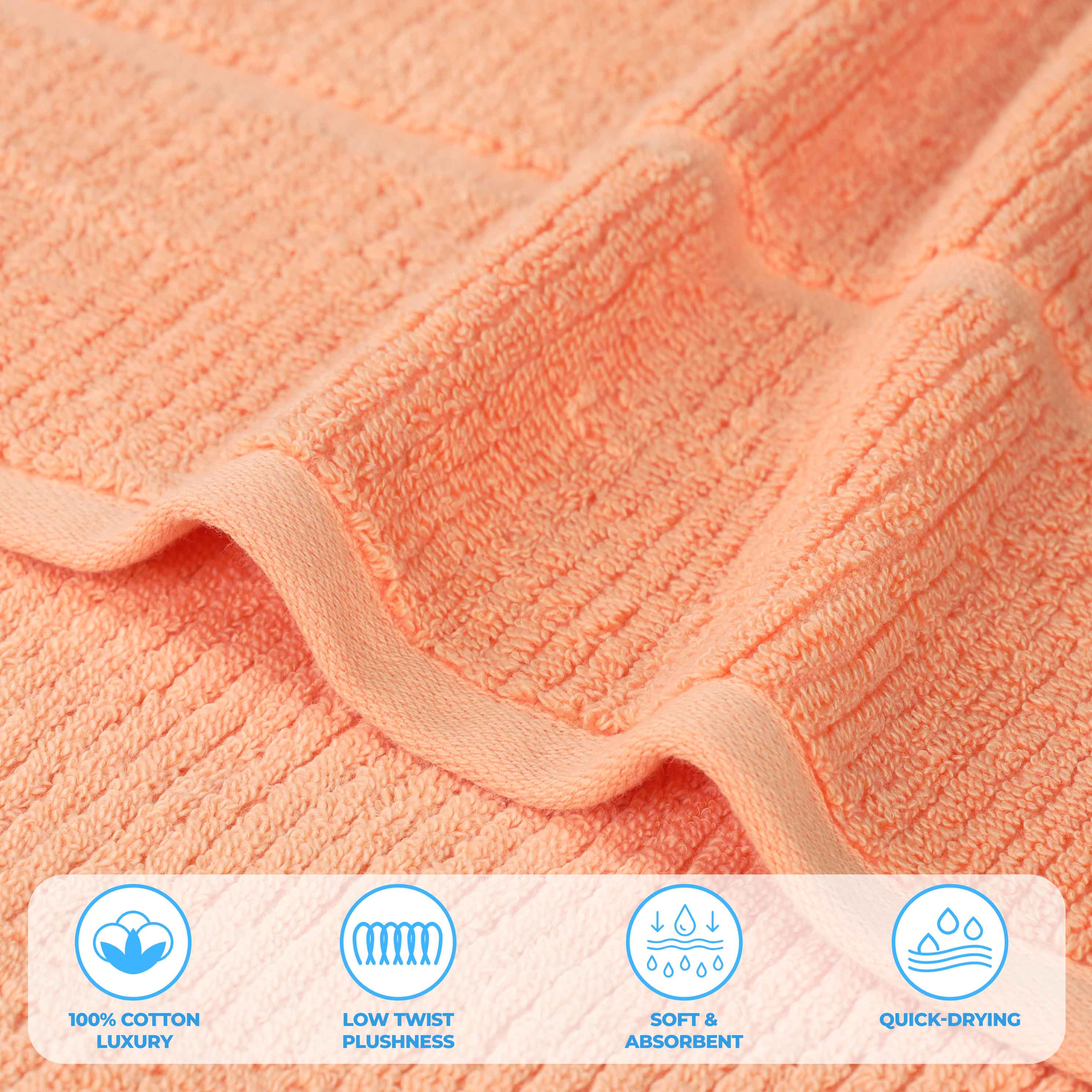 Milo Smart Twist Cotton Solid Ribbed Design Bath Sheets, Set of 2 - Ultra Soft & Absorbent Luxury Towels for Spa, Bathroom & Beach Use