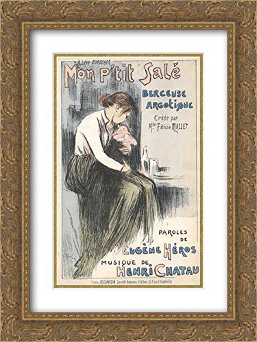 Mon Petit Sale 18x24 Gold Ornate Frame with Double Matted Museum Art Print by Theophile Steinlen - Vintage French Poster for Living Room, Bedroom & Office Decor