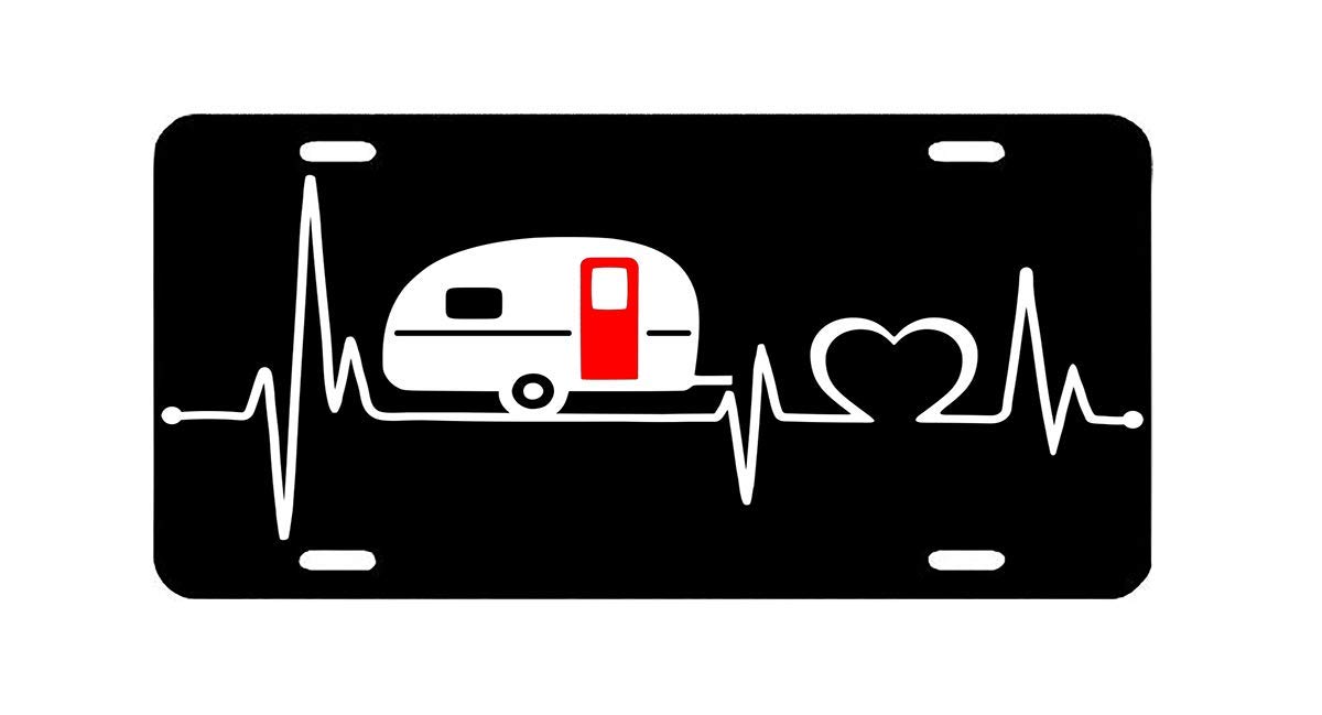 Camper Travel Trailer Heartbeat Lifeline 6x12 Novelty Vanity License Plate - Durable & Stylish for Cars, Trucks, SUVs - Perfect for RV Enthusiasts & Home Decor