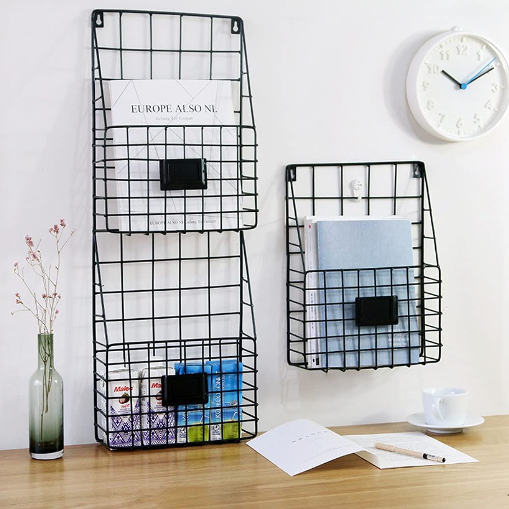 Floating Wall Bookshelves - Wall Mounted Storage Shelves & Book Stand, Decorative Iron Bookshelf with Book Clip for Office, Living Room, Bedroom - Holds Books, Magazines, Office Supplies (White) - Perfect for Home Decor, Small Space Organization & Stylish Display