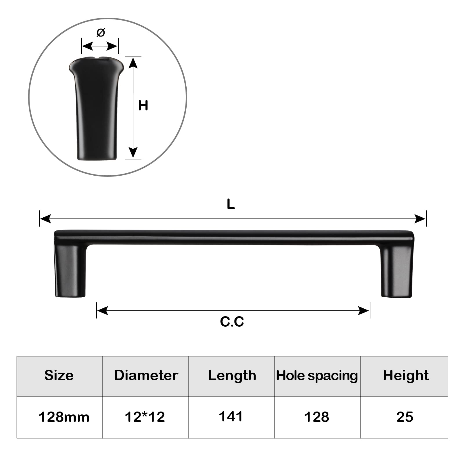 10 Pack Matte Black Cabinet Handles - 5-3/4 Inch Length (5 Inch Hole Spacing) Heavy Duty Kitchen Cabinet Pulls & Drawer Handles - Perfect for Modern Home, Office & RV Cabinets