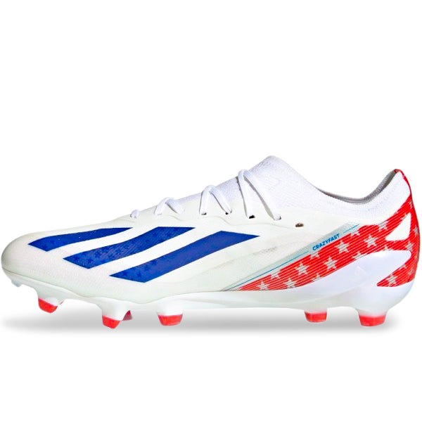 adidas Crazyfast USA.1 FG Soccer Cleats for Men - White/Power Blue Football Boots with Lightweight Design & Enhanced Traction - Perfect for Firm Ground Soccer Matches & Training Sessions