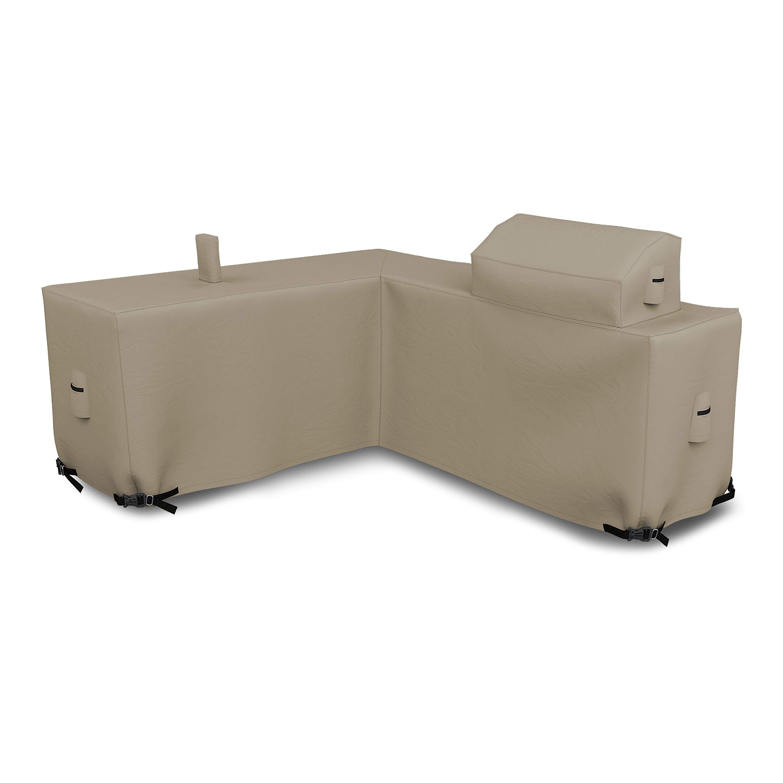 Customizable 12 Oz Waterproof Outdoor Kitchen Cover - UV & Weather Resistant Beige Kitchen Island Cover for Patio, BBQ, and Grilling Areas