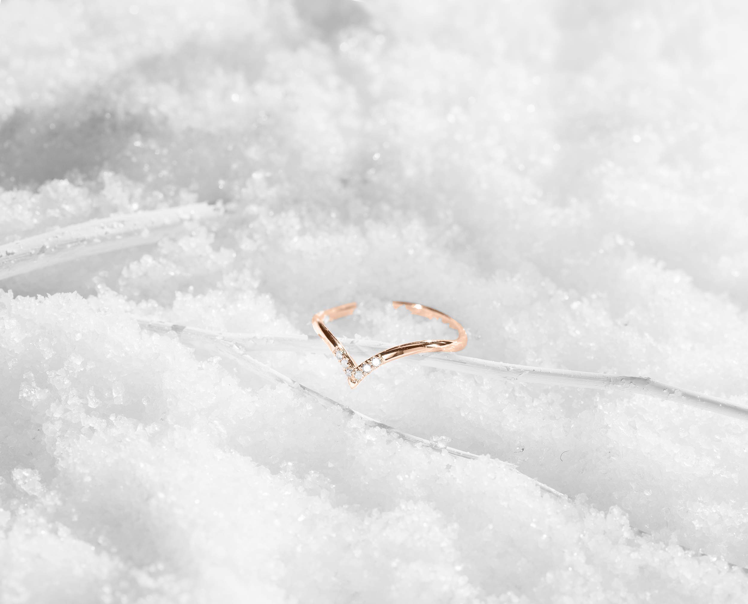 Majade 14K Rose Gold Diamond Chevron Ring - Handmade Minimalist V-Shaped Triangle Engagement & Wedding Band for Women | Perfect for Proposals, Anniversaries, and Special Occasions