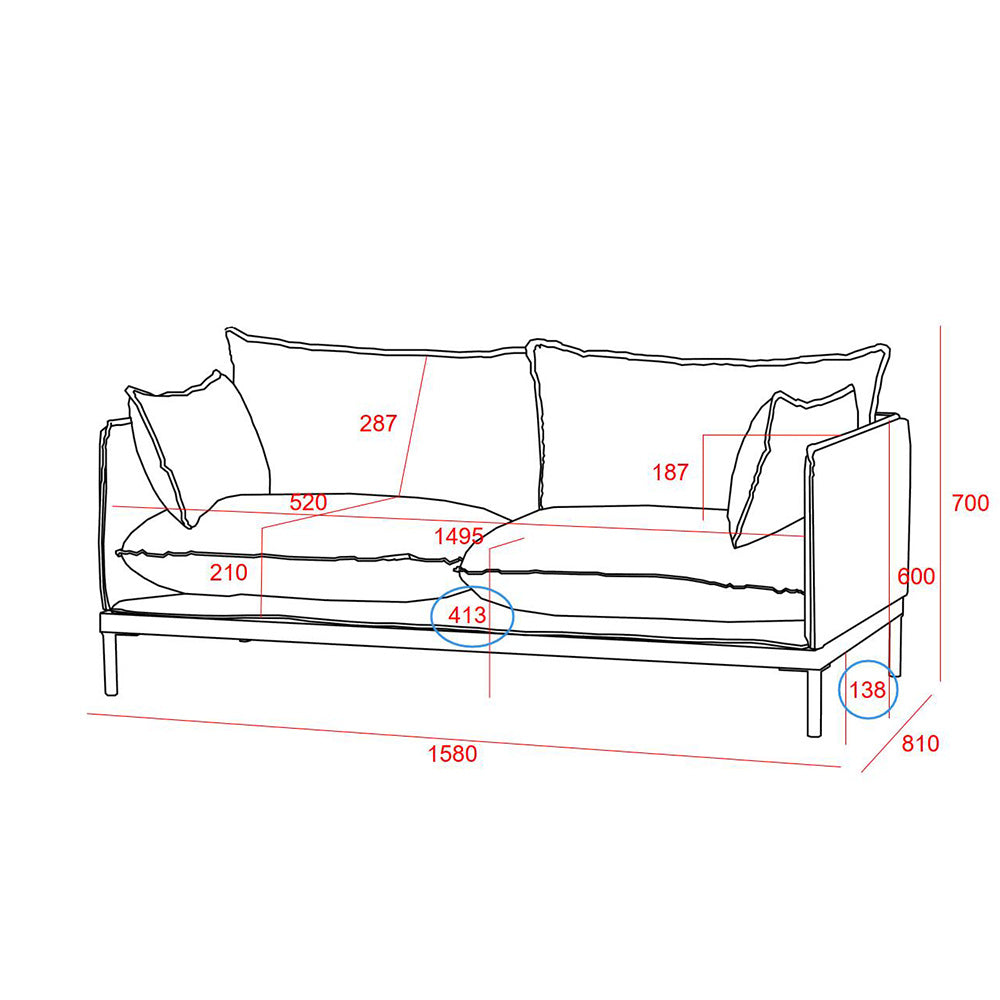 Premium SINCLAIR 2-Seater Grey Sofa - Modern Living Room Furniture for Small Spaces & Cozy Apartments | Perfect for Relaxing, Entertaining & Stylish Home Decor