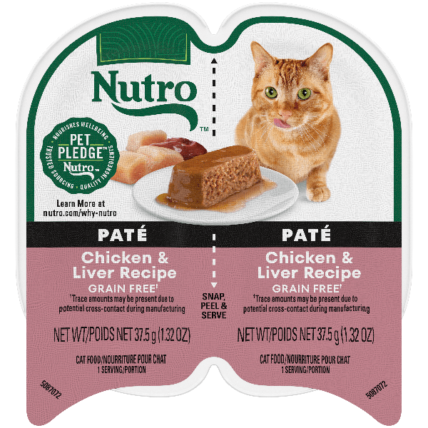 Nutro Perfect Portions Chicken & Liver Pate Wet Cat Food - Grain-Free, High Protein, Tender Pate for Adult Cats - Ideal for Picky Eaters & Mealtime Portion Control