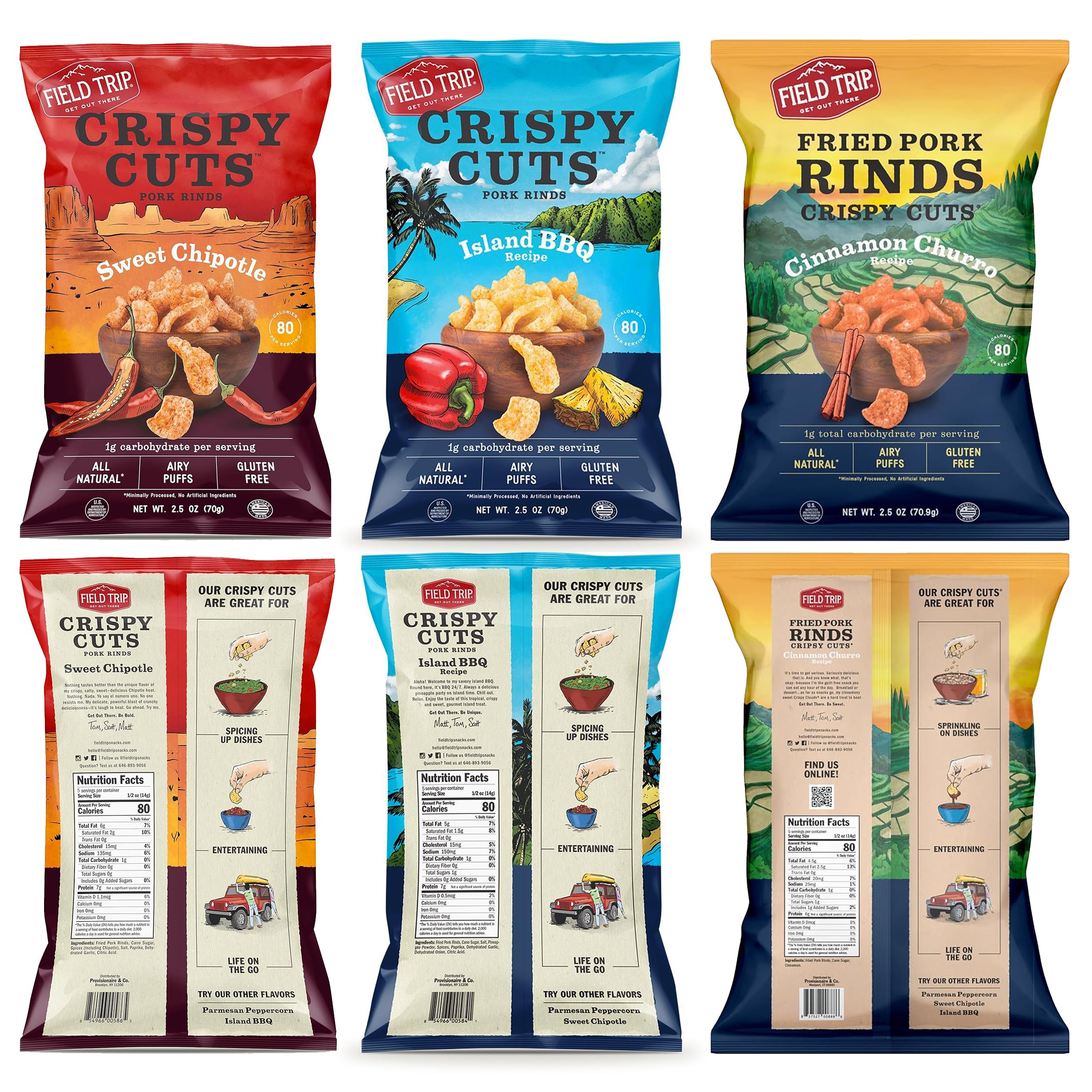 **Field Trip Gluten Free Pork Rinds – Paleo & Keto Friendly Airy Puffs – Crunchy High Protein Low Carb Snacks – Made from Back Pork Skins – 2.5oz Bag (4 Variety Pack) – Perfect for On-the-Go, Office, or Movie Night Snacking**
