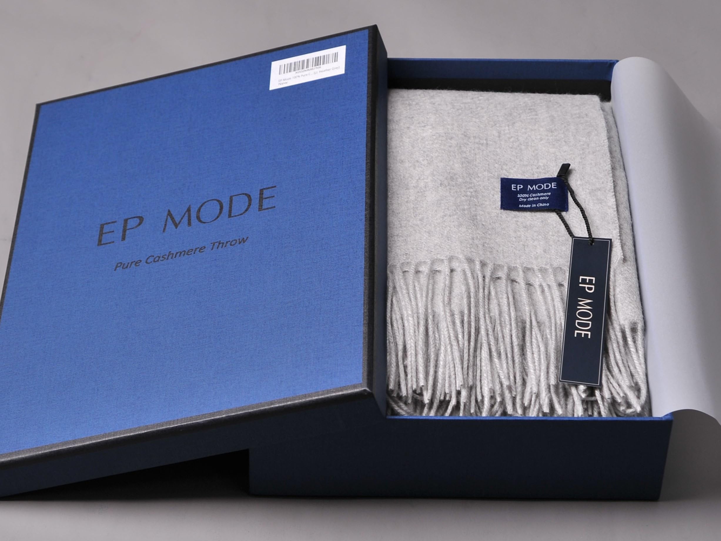 100% Pure Cashmere Throw Blanket - Soft Luxury Blanket for Sofa, Bed & Travel - Classic Design with Gift Box (Light Heather Grey) - Perfect for Cozy Evenings, Gifts & Home Decor