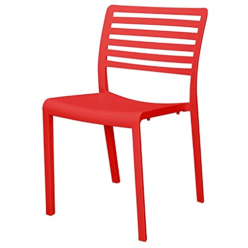 Source Furniture Savannah Resin Patio Dining Side Chair - Red Outdoor Chair for Garden, Deck, Poolside & Patio Dining
