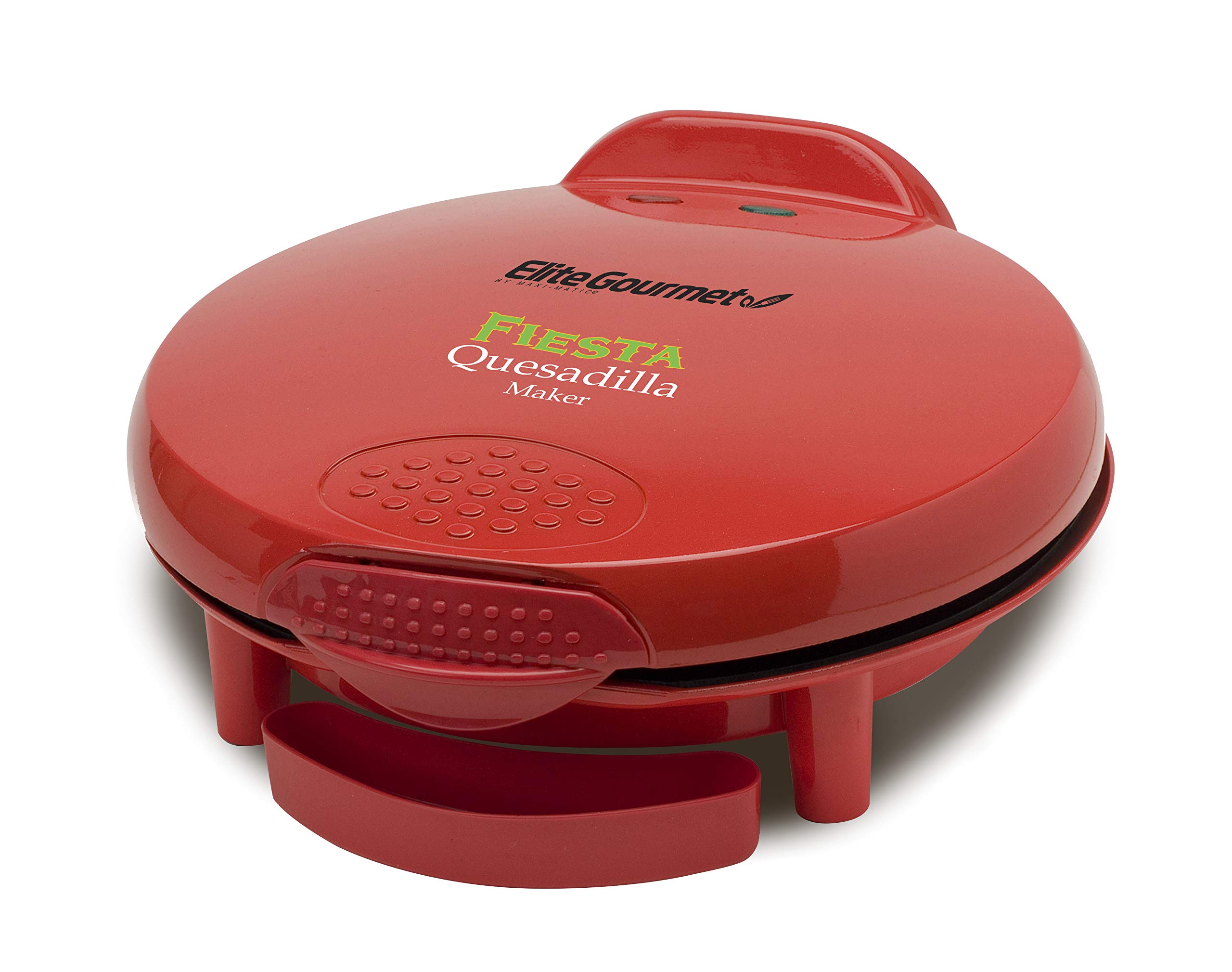 Elite Gourmet EQD-118 11-Inch Non-Stick Electric Quesadilla Maker for Taco Tuesday - 6-Wedge Easy-Slice Design, Perfect for Grilled Cheese, Tacos & Mexican Snacks - Ideal for Family Gatherings & Party Cooking (Red)