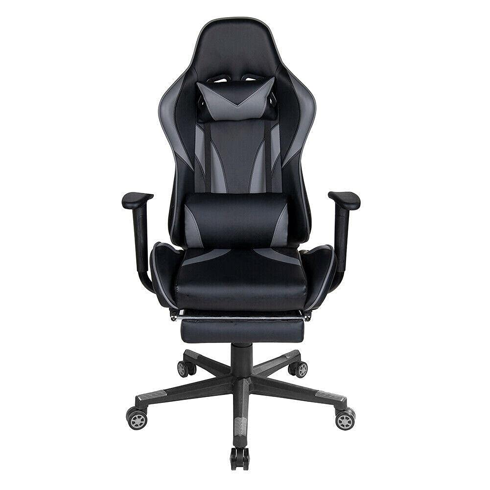 Ergonomic Gaming Chair with Footrest - Racing Style Computer Desk Chair for Home Office, Gaming & Work - Adjustable Height, Lumbar Support for Comfort - Perfect for PC Gaming, Streaming & Long Work Sessions