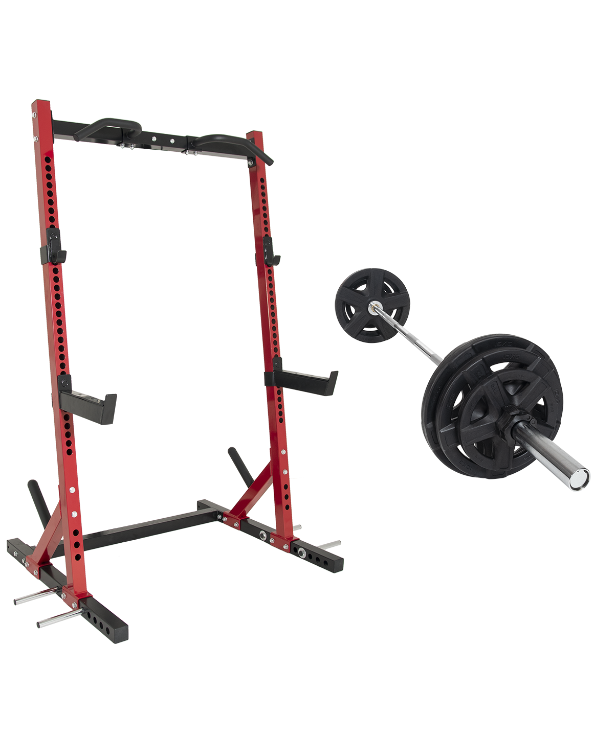 Max Squat Rack Package OBB007R - Heavy Duty Power Cage for Home Gym, Weightlifting & Strength Training - Perfect for CrossFit, Powerlifting & Garage Workouts