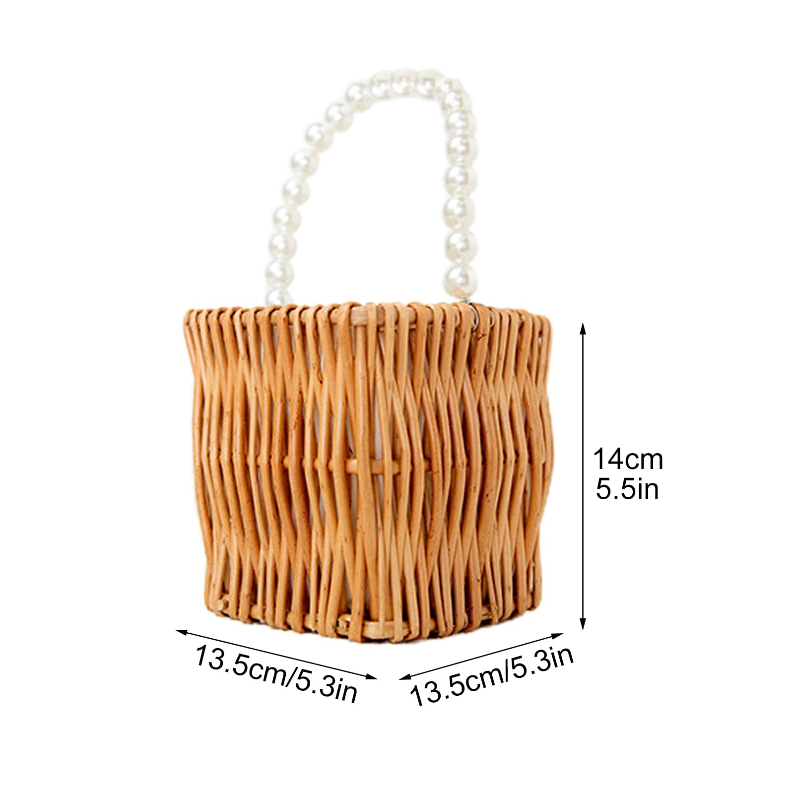 Heart-Shaped Wicker Rattan Flower Girl Basket with Pearl Handle - Handwoven Wedding, Fairy & Easter Basket for Flower Girls | Perfect for Weddings, Garden Parties & Special Occasions