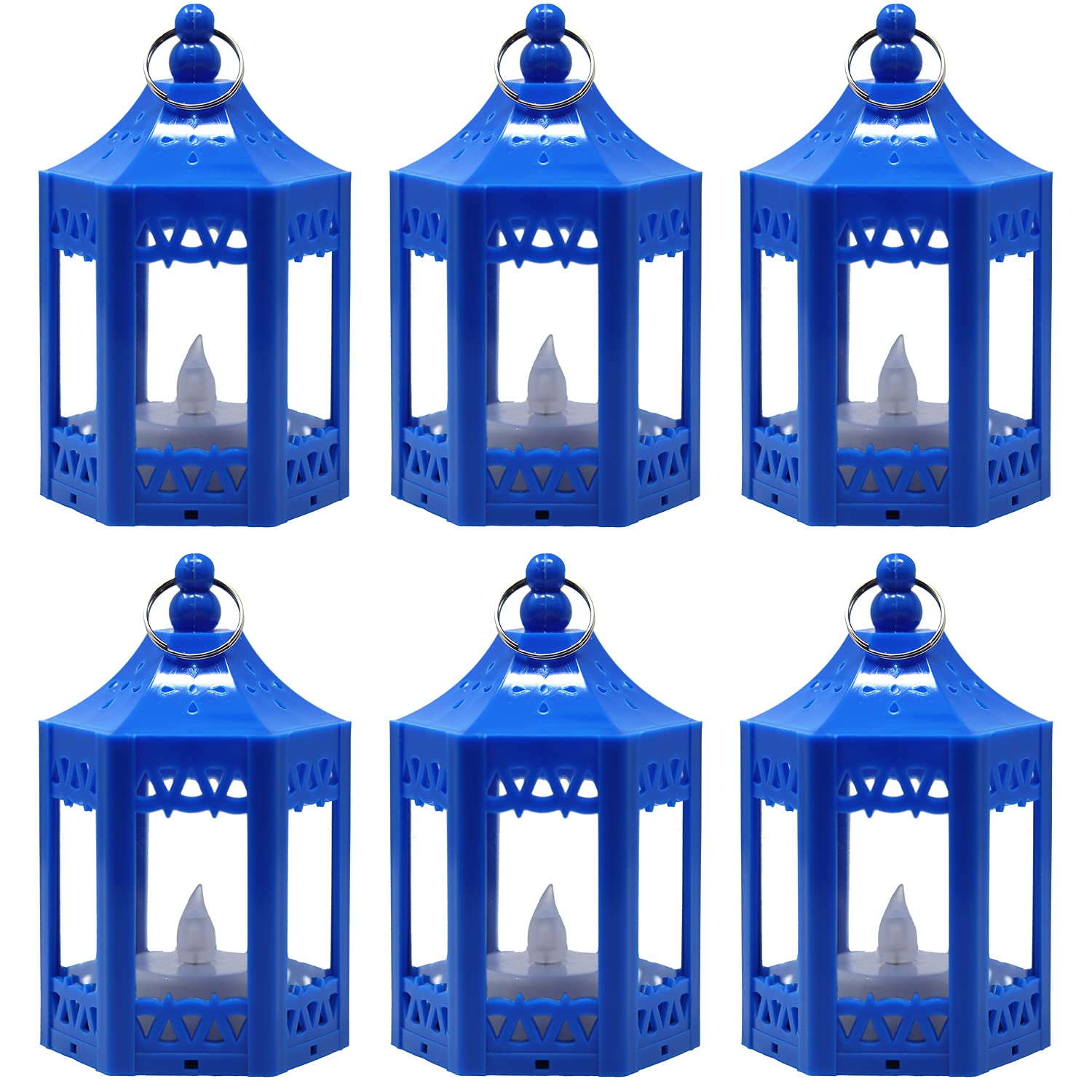Mini LED Flickering Tea Light Candle Lantern Set of 18 - Battery Included Blue Vela Lanterns for Home Decor, Wedding Centerpieces & Outdoor Party Lighting