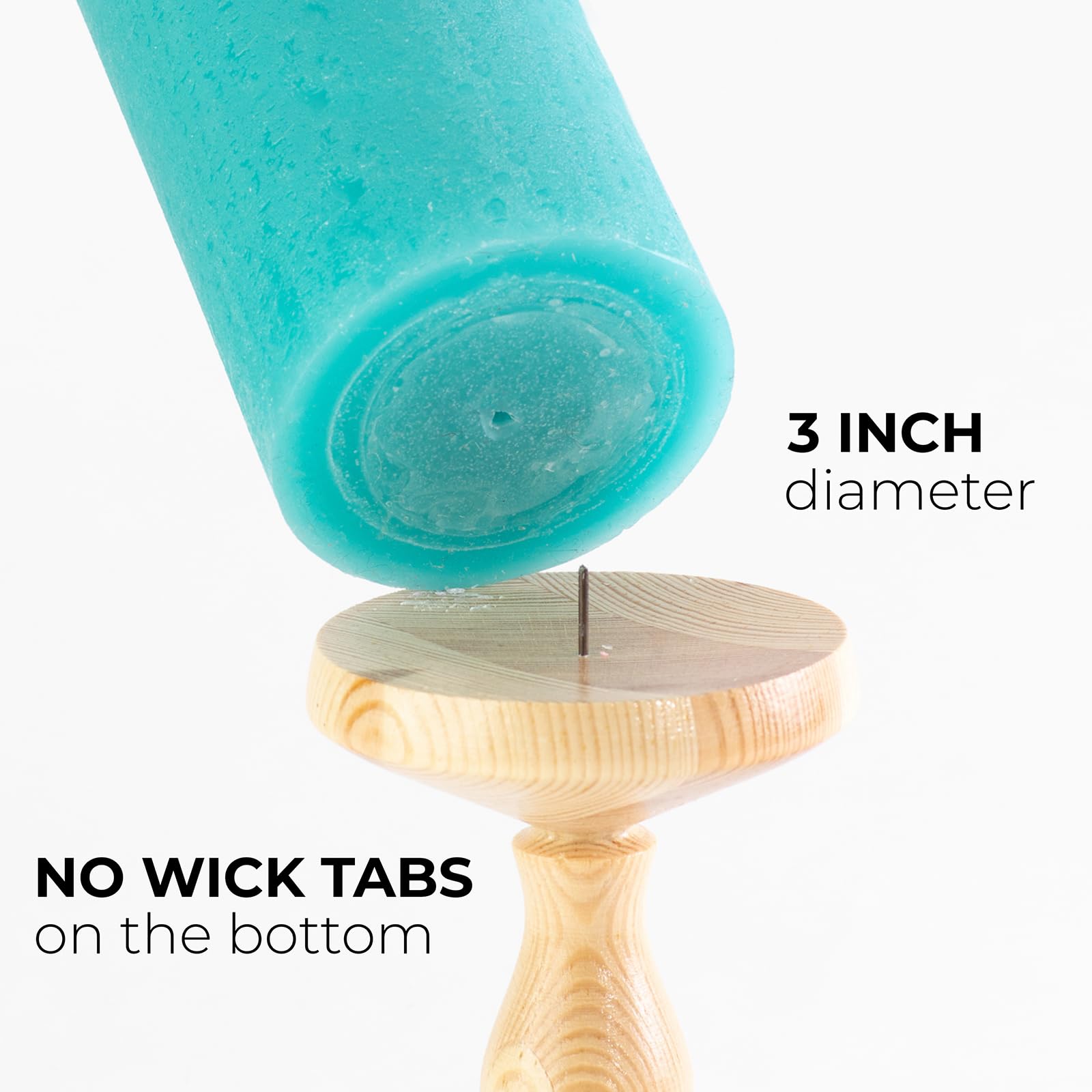 CANDWAX 3x6 Inch Pillar Candles Set of 3 - Unscented No Drip Decorative Rustic Candles for Weddings & Home Decor - Turquoise Blue Large Candles for Centerpieces, Fireplace Mantel, and Tabletop Displays