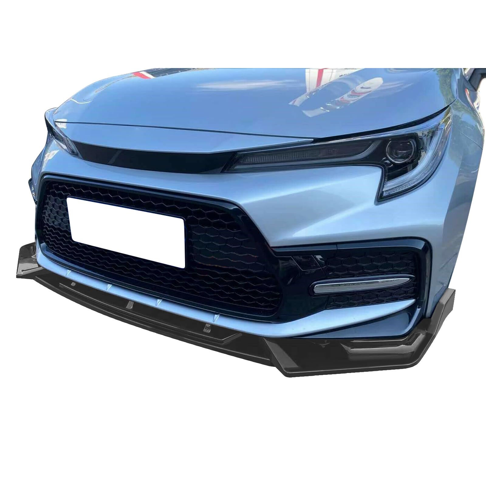 IKON MOTORSPORTS Front Bumper Lip for 2020-2024 Toyota Corolla SE XSE | PP Material Painted Spoiler in #218 Attitude Black Metallic | Enhances Aerodynamics & Sporty Look for Street Racing & Car Shows