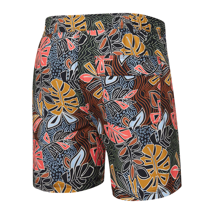 SAXX 5 Inch Oh Buoy 2-in-1 Volley Swim Trunks for Men - Quick Dry, UPF Protection, Desert Palms Print - Perfect for Beach, Pool, and Summer Vacations
