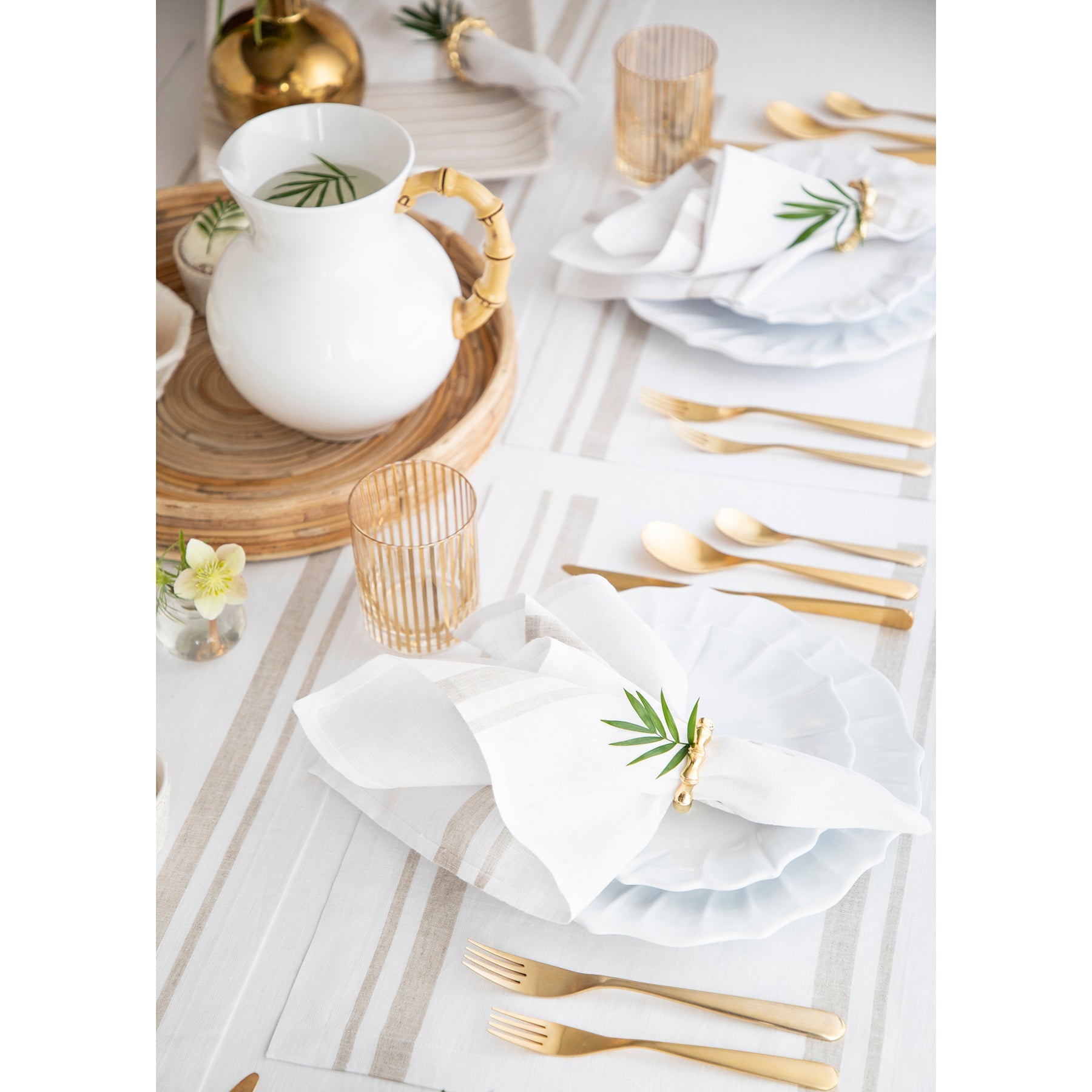 French Striped Cotton Napkins - Premium 12-Pack for Dining, Parties & Home Decor - Elegant Table Linens for Restaurants, Weddings & Everyday Use