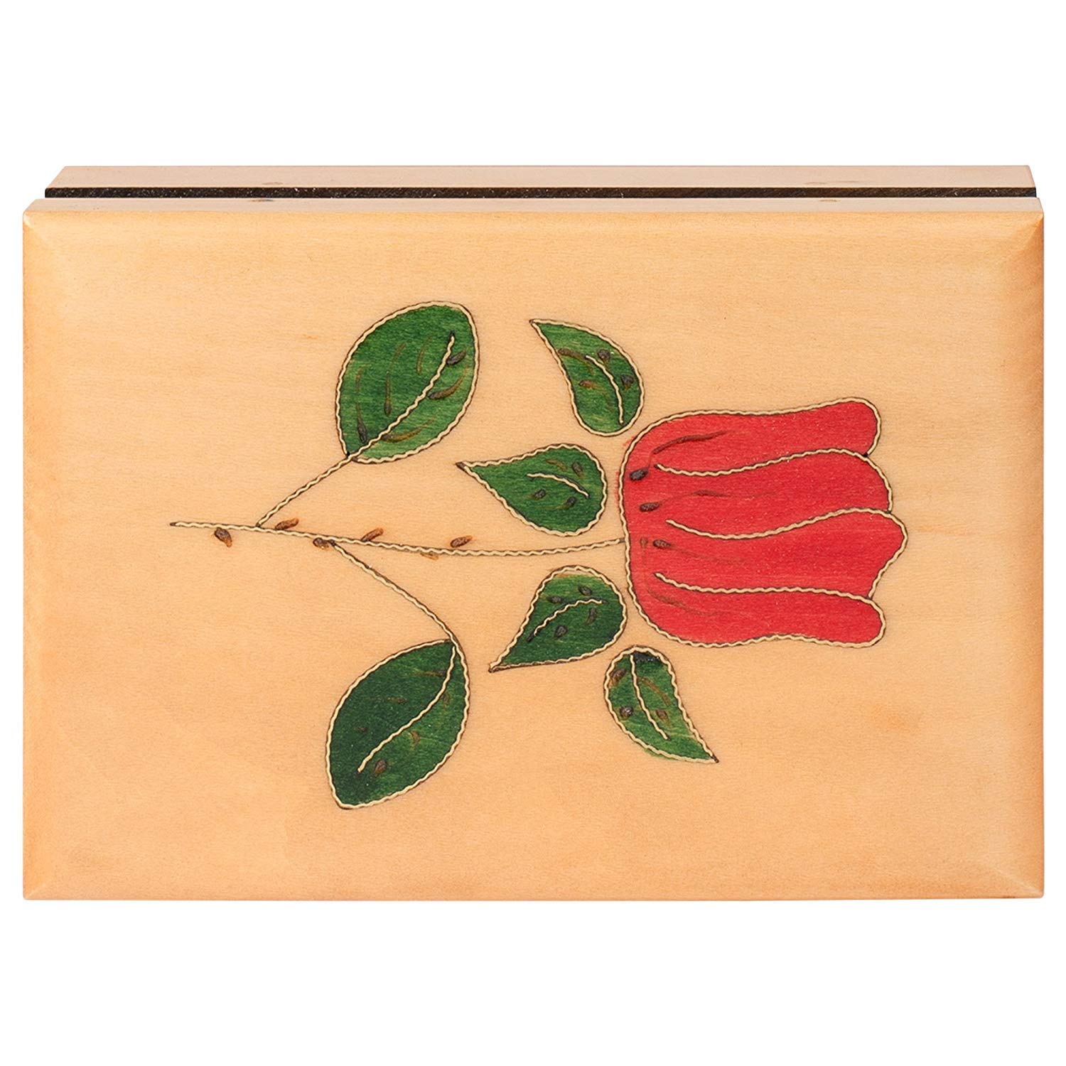 Handmade Linden Wood Jewelry Box with Cornell Red Rose Polish - Keepsake Gift for Women, Perfect for Valentine's Day, Anniversary & Bridal Shower Gifts