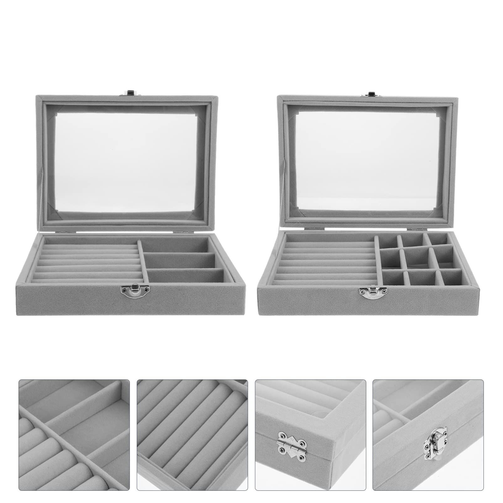KESYOO 2-Piece Jewelry Organizer Box Set - Necklace & Bracelet Storage Case, Earring Display Holder with Flannel Lining - Portable Travel Jewelry Box for Home, Office & Vanity Organization