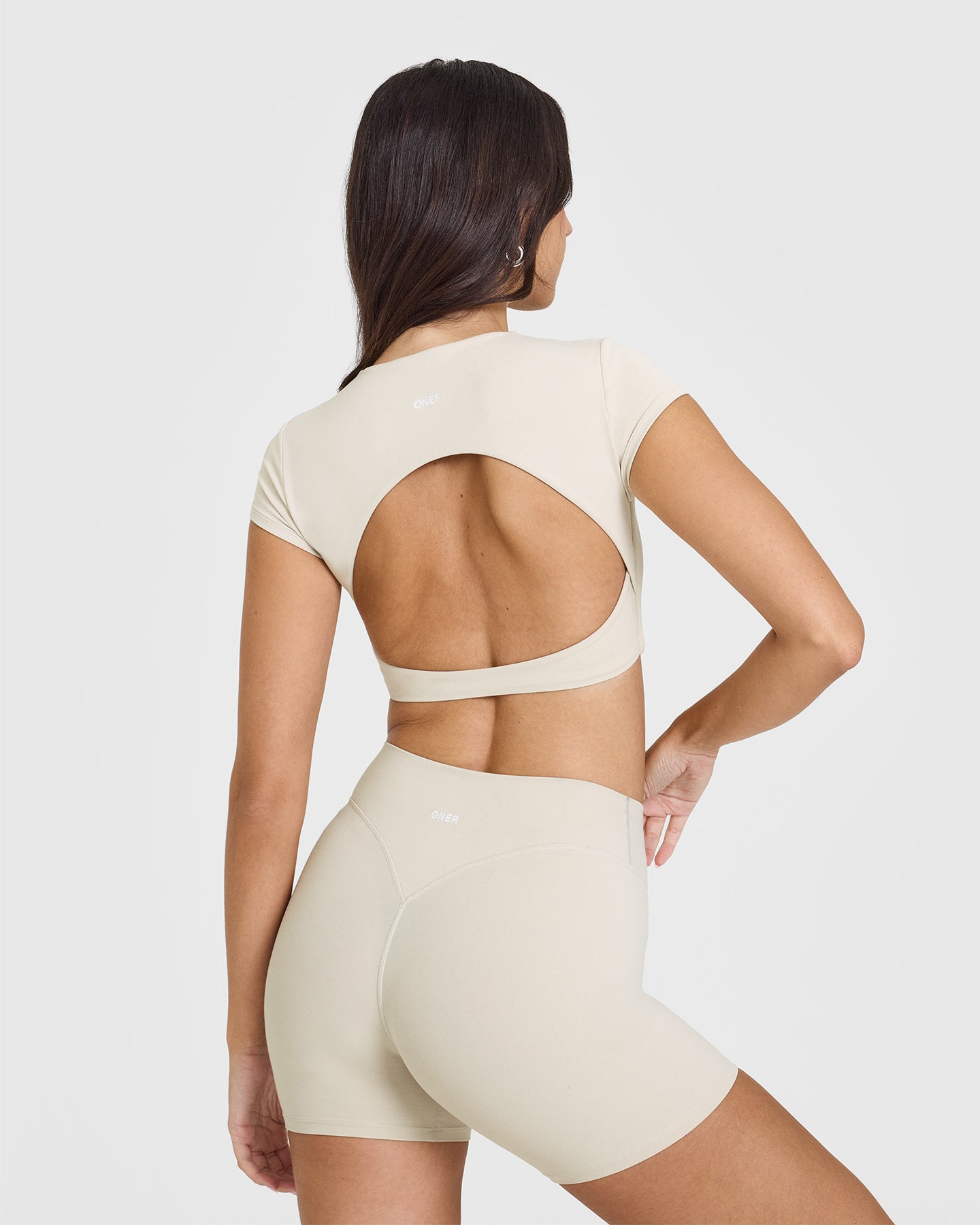 SoftMotion™ Women's Short Sleeve Crop Top - Breathable Stretchy Comfort Fit Summer T-Shirt | Beige | Perfect for Yoga, Gym Workouts & Casual Outfits