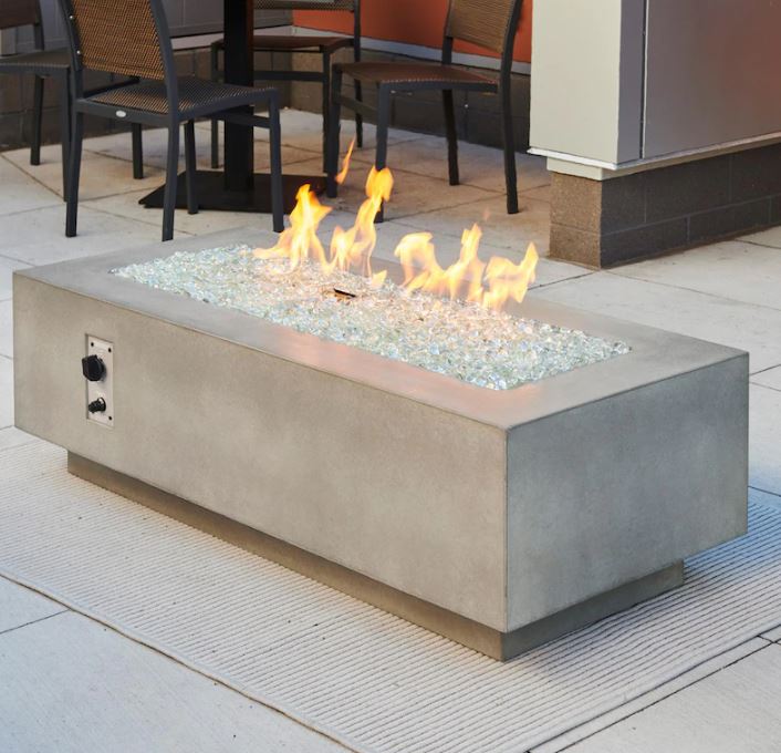 Outdoor GreatRoom Company Cove 54 Inch Natural Grey Linear Gas Fire Pit Table with 42 Inch Crystal Fire Burner - Perfect for Patio, Backyard, and Outdoor Living Spaces