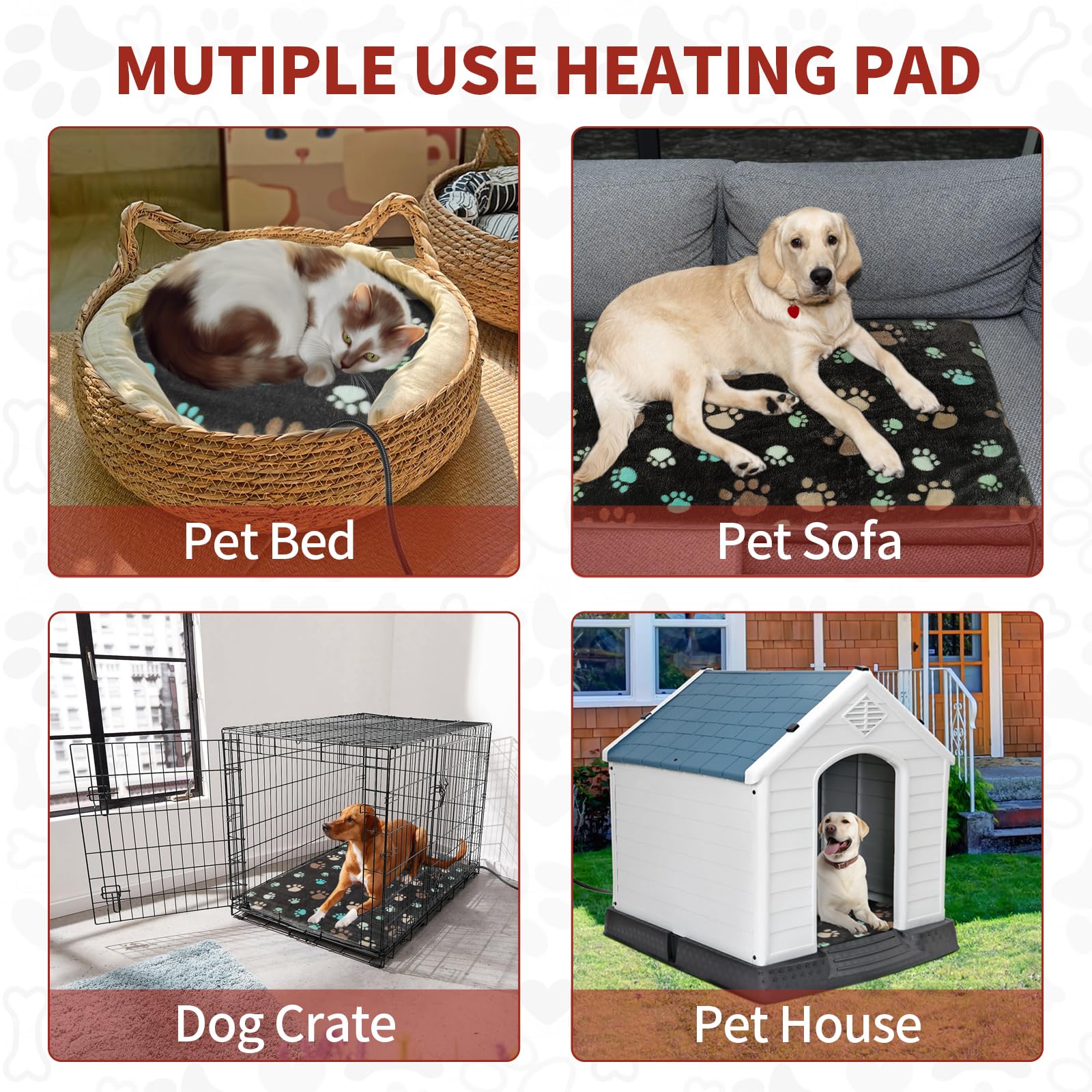 32x20 Inch Waterproof Dog Heating Pad with Smart Thermostat - Plush Fabric Cover for Puppies & Adult Dogs - Perfect for Whelping, Kennels & Cold Weather Comfort