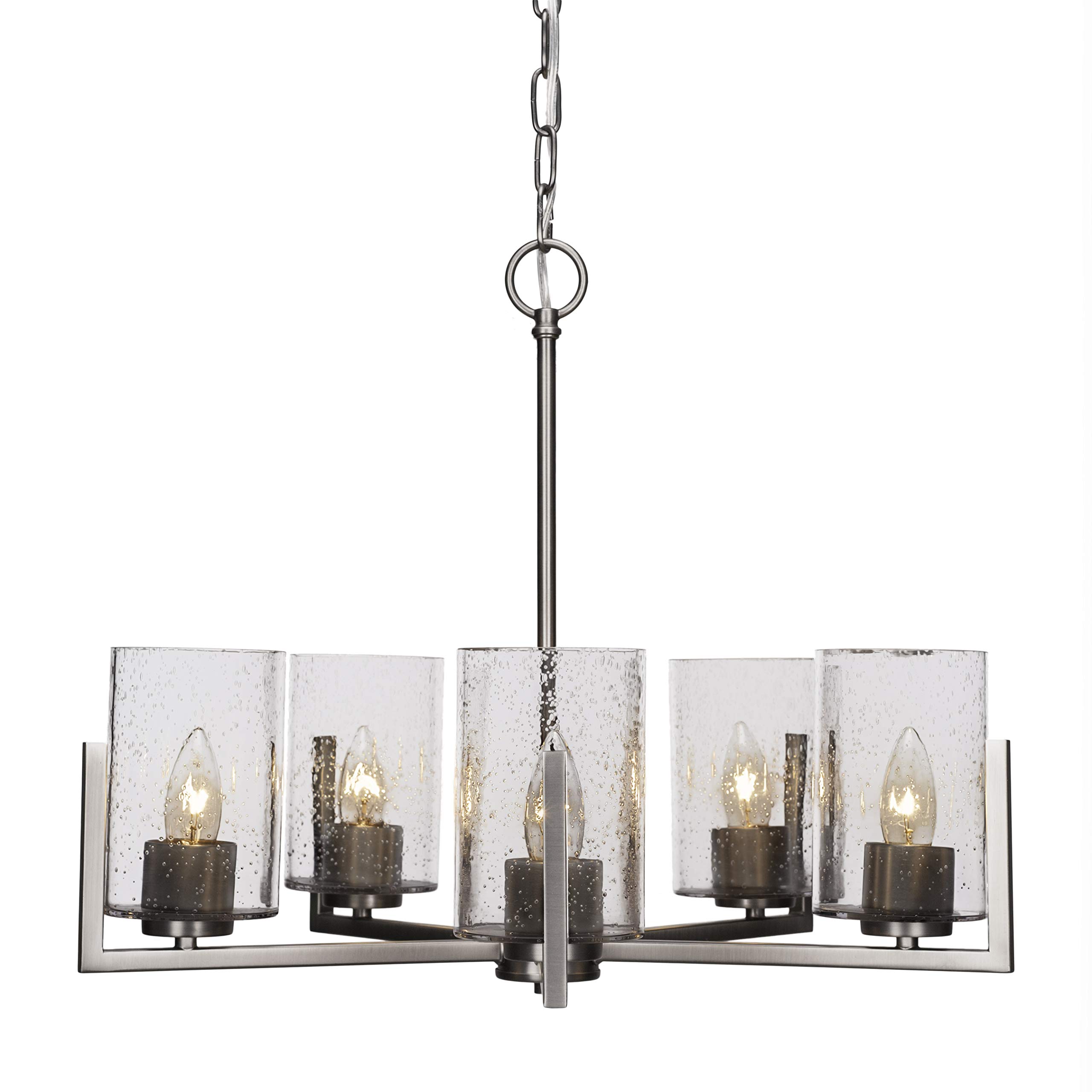 Atlas 5-Light Modern Chandelier in Graphite Finish - 4505-GP-300 - Elegant Dining Room Lighting Fixture for Home Decor