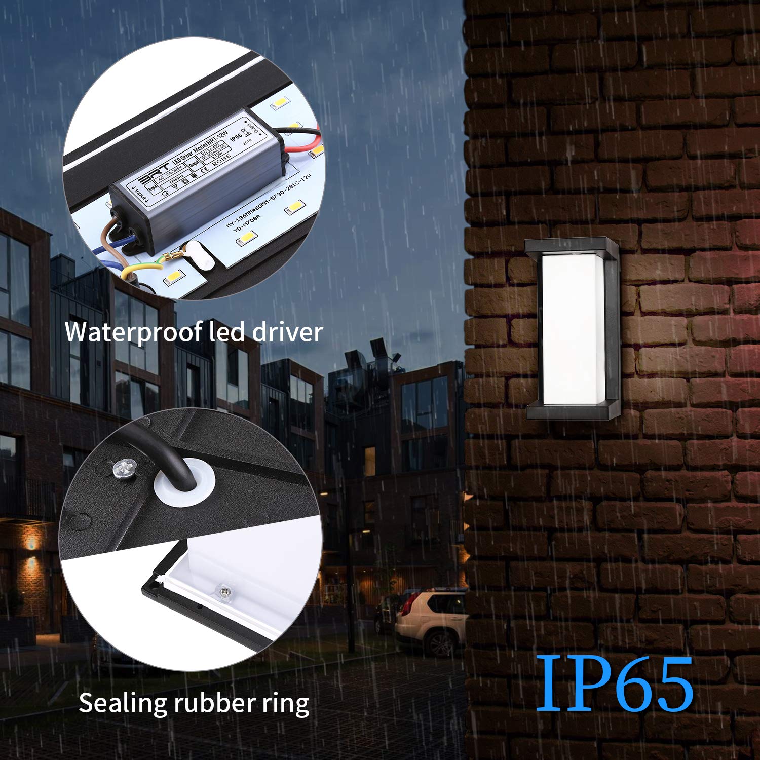LIGHTESS 10W LED Outdoor Wall Sconce - Waterproof Exterior Light Fixture in Black (6000K Cool White) - Perfect for Porch, Garage, Garden & Patio Lighting