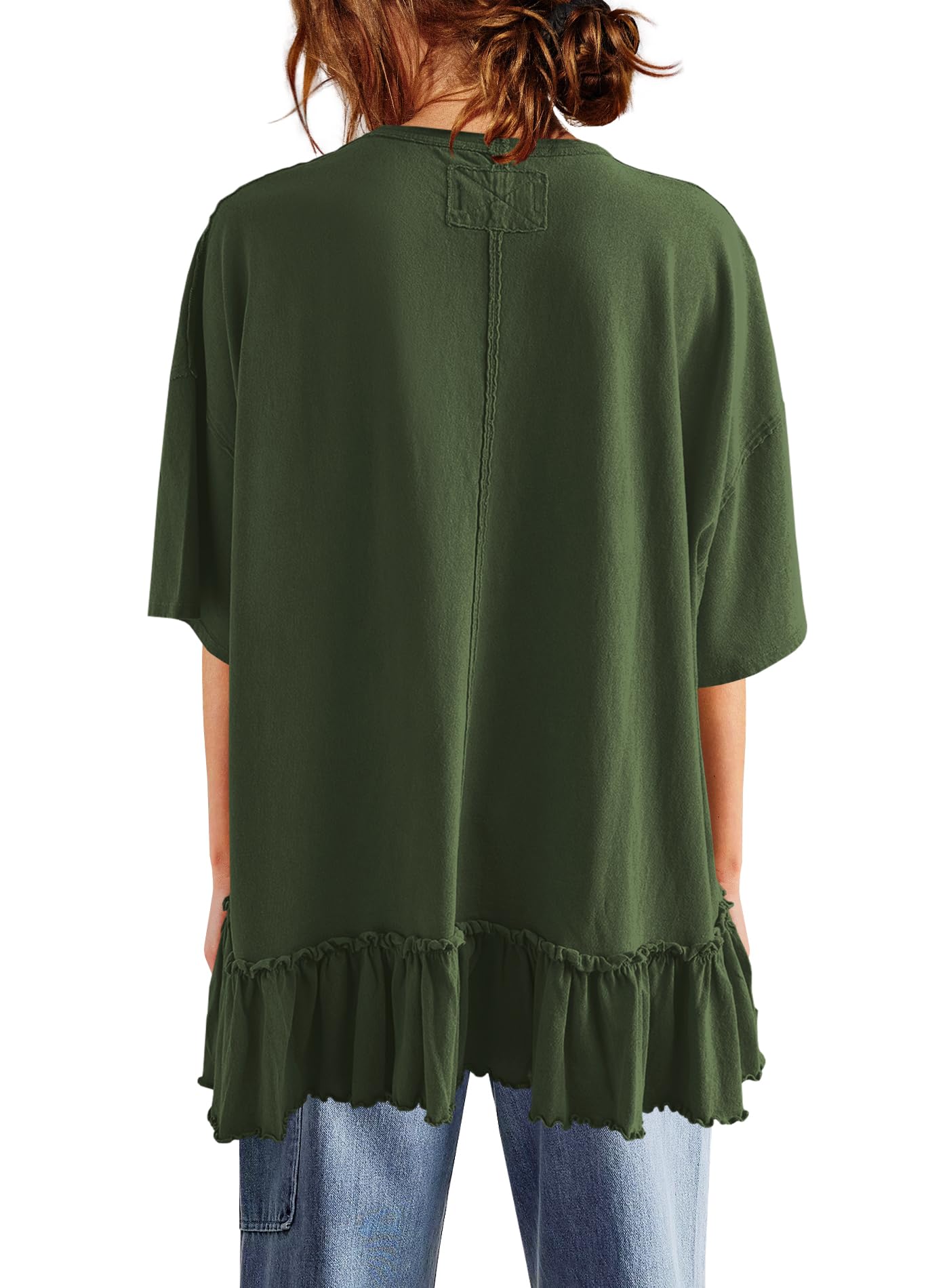 Yanekop Women's Oversized T-Shirts - Baggy Flowy Peplum Shirt with Crewneck & Short Sleeve - Summer Casual Tops for Women - Perfect for Beach, Vacation & Everyday Wear