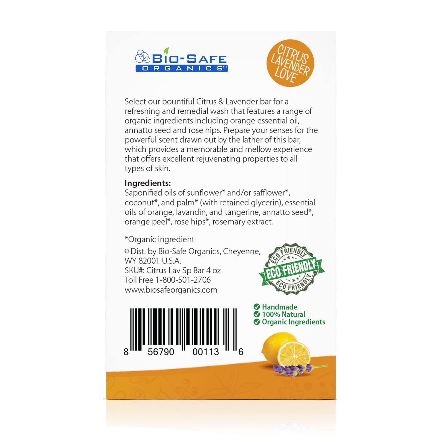 Bio-Safe Organics Citrus Lavender Love Organic Soap - 100% Natural Handmade Luxury Bath Bar for Dry & Sensitive Skin | Relaxing Aromatherapy Gift Set with Moisturizing Properties | 4oz x 12 Pack | Perfect for Spa, Self-Care & Holiday Gifting