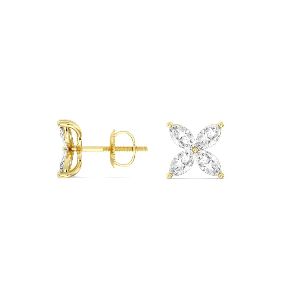 1.5ct Bloom Moissanite Stud Earrings for Women - Durable & Hypoallergenic 14K Gold Plated Earrings for Daily Wear, Gift Giving & Special Occasions
