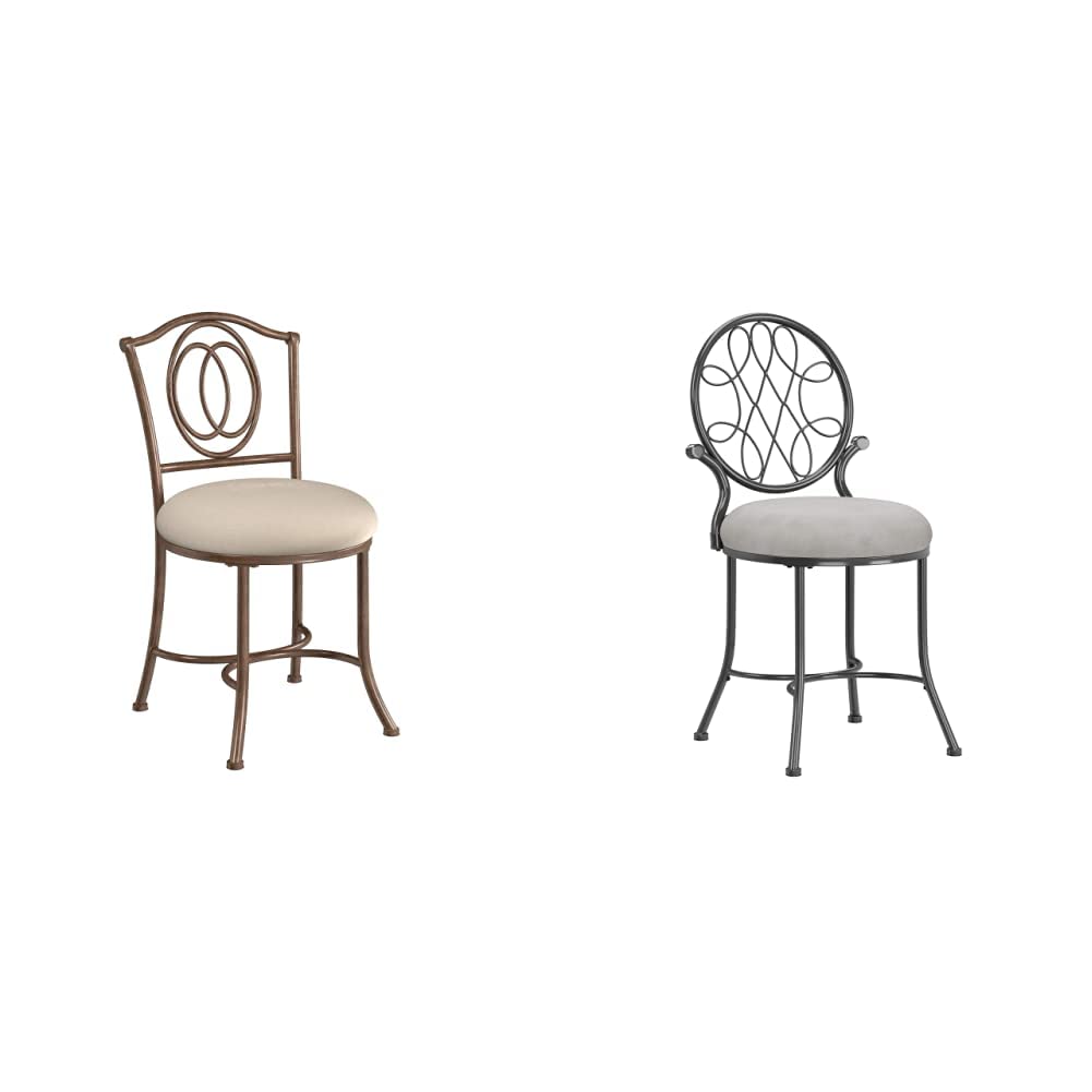 Emerson Metal Vanity Stool - Golden Bronze & Gray for Bathroom & Dressing Room