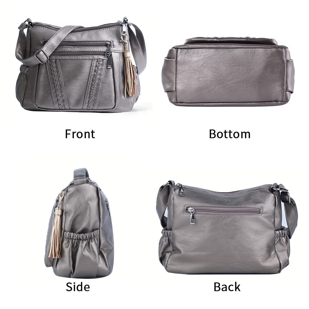 ELDA Women's Crossbody Bag - Soft PU Leather Shoulder Purse with Multiple Pockets | Fashion Handbag for Daily Use, Travel & Shopping