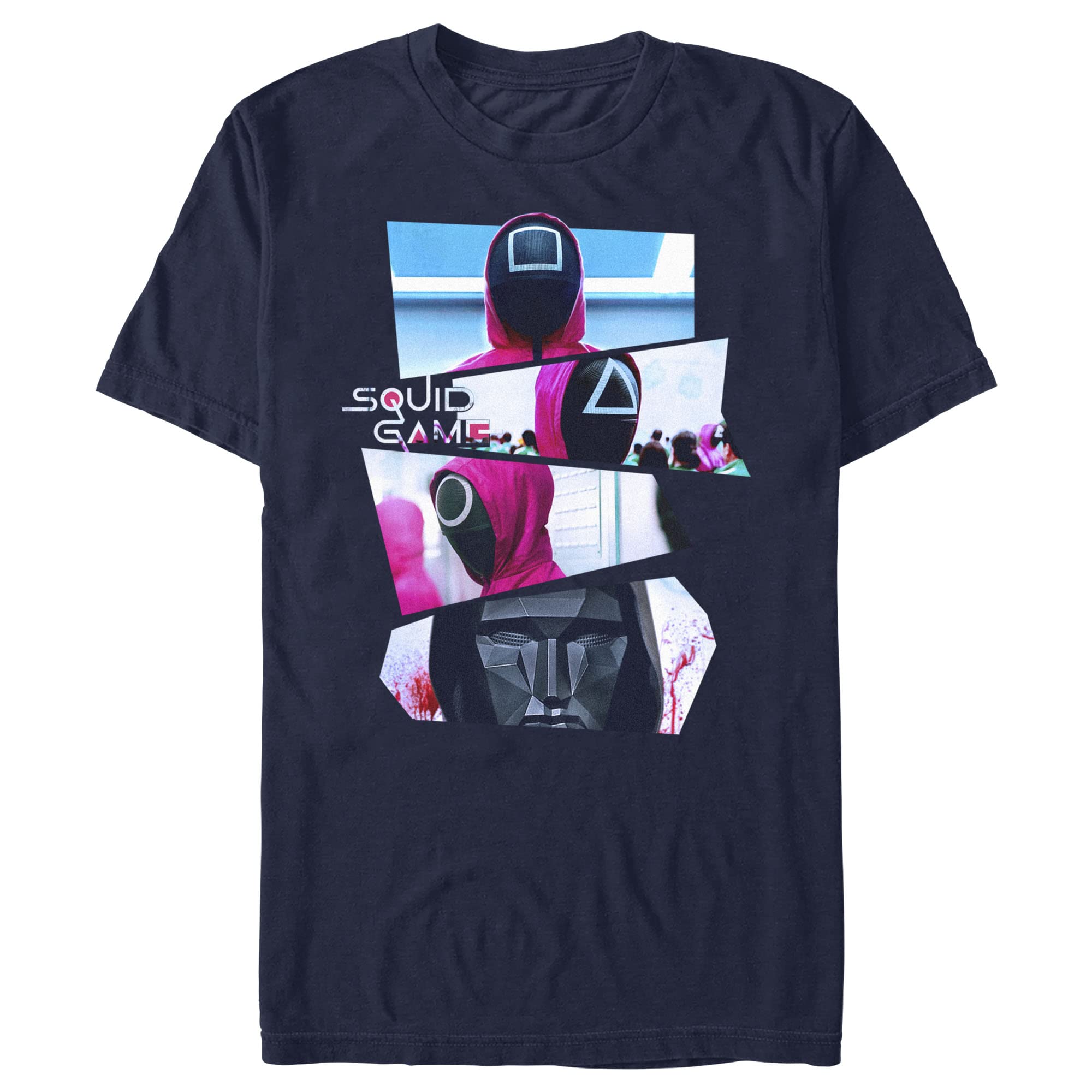 Squid Game Masked Men's Short Sleeve T-Shirt - Fifth Sun Official Merchandise - Perfect for Halloween Costumes, Cosplay, and Anime Fans
