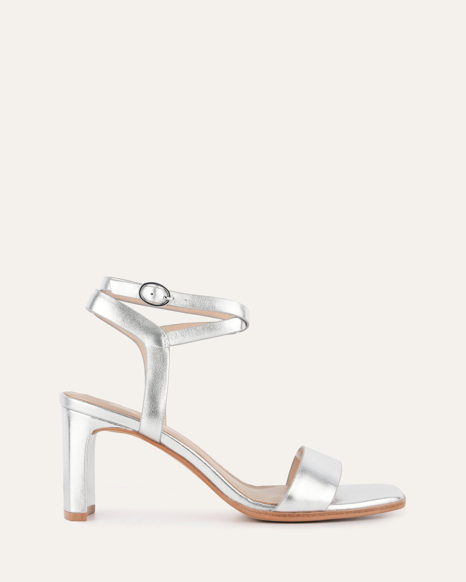 NATSU Women's Soft Silver Leather Mid Heel Sandals - Comfortable & Stylish for Summer, Beach, Party, and Casual Wear
