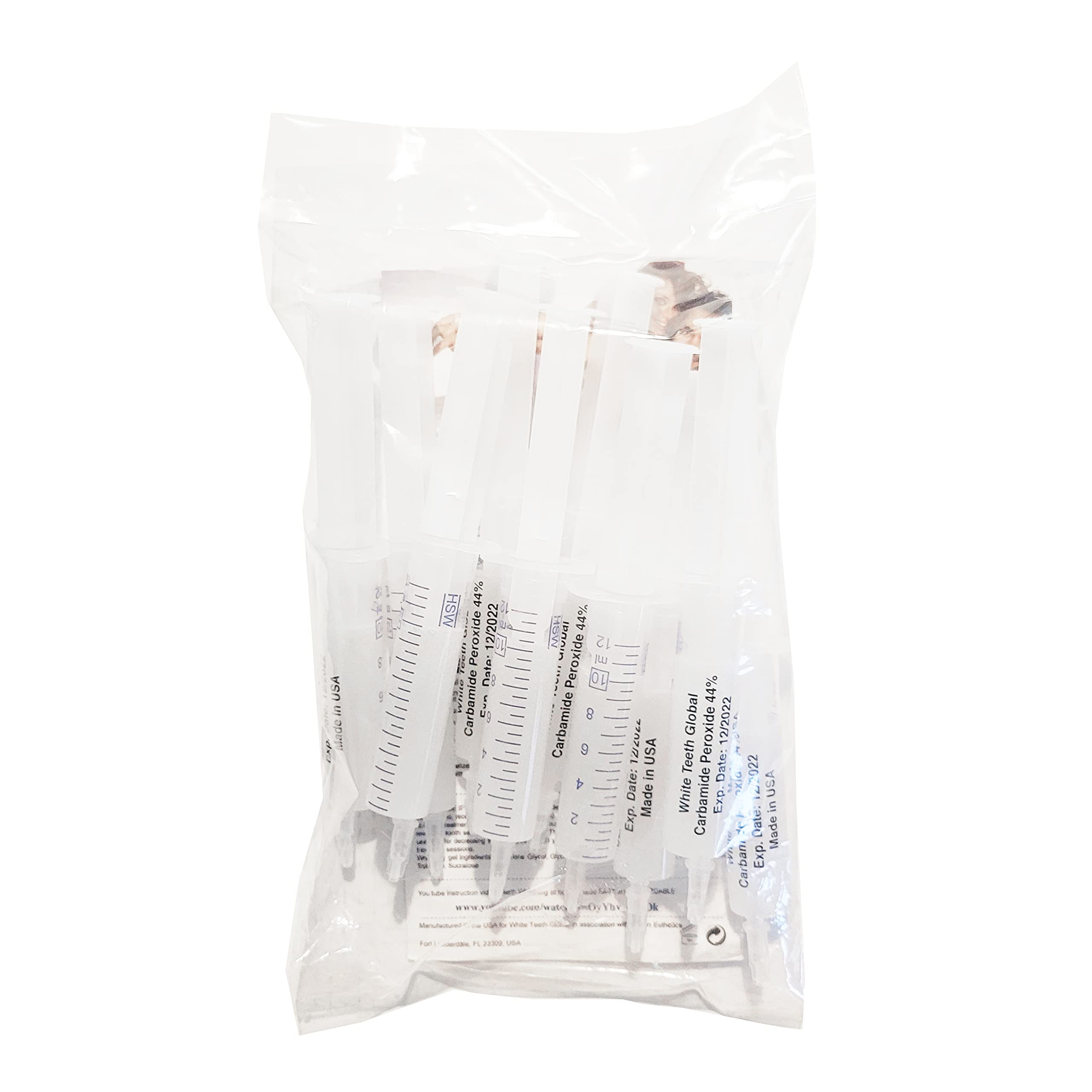 10-Pack 10ml Teeth Whitening Gel with 44% Carbamide Peroxide - Strongest Professional Whitener for Sensitive Teeth | At-Home Dental Care & Smile Brightening Kit