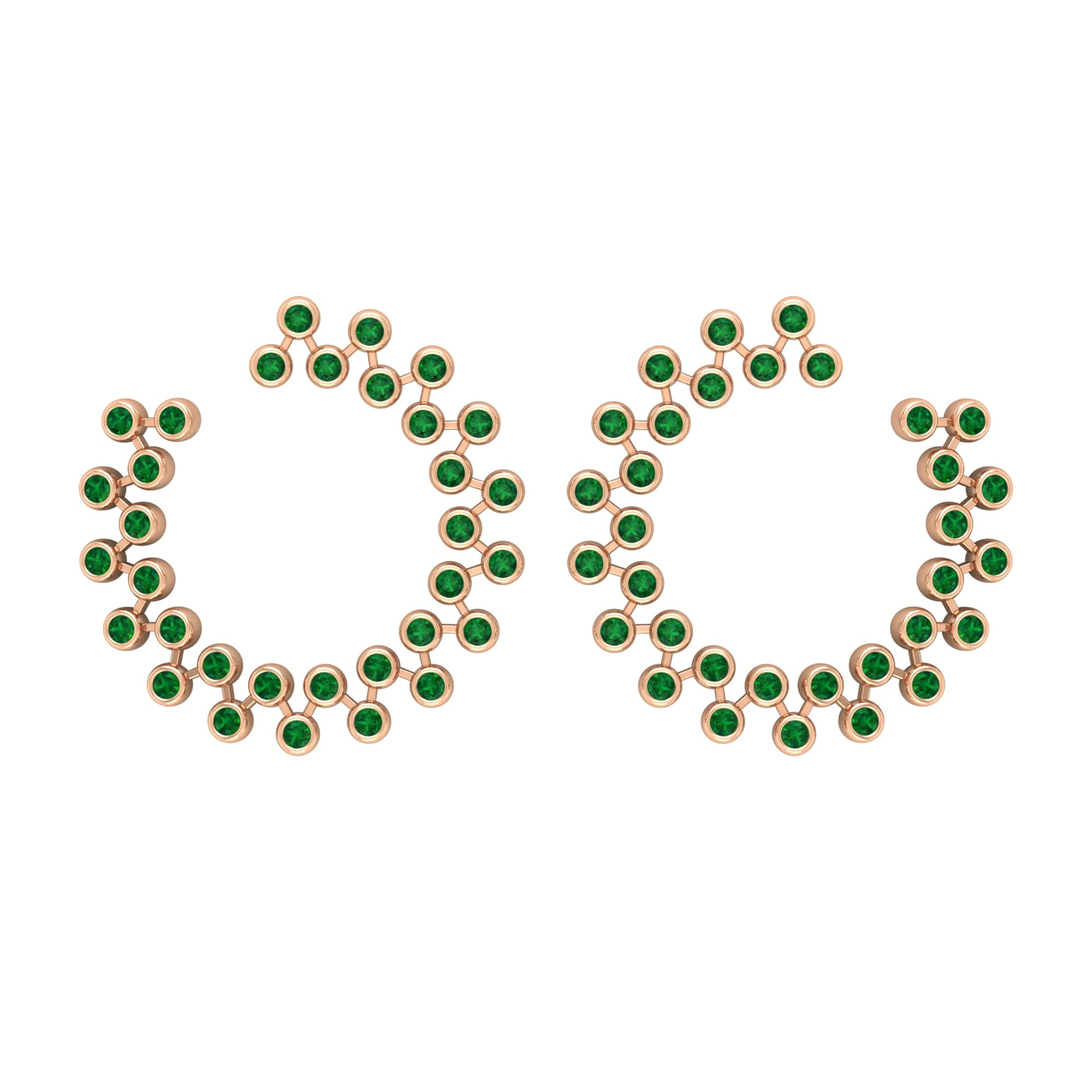 1 CT Emerald Circle Stud Earrings for Women - 14K Solid Gold Bezel Set Gemstone Jewelry - Perfect for Everyday Wear, Gift Giving & Special Occasions