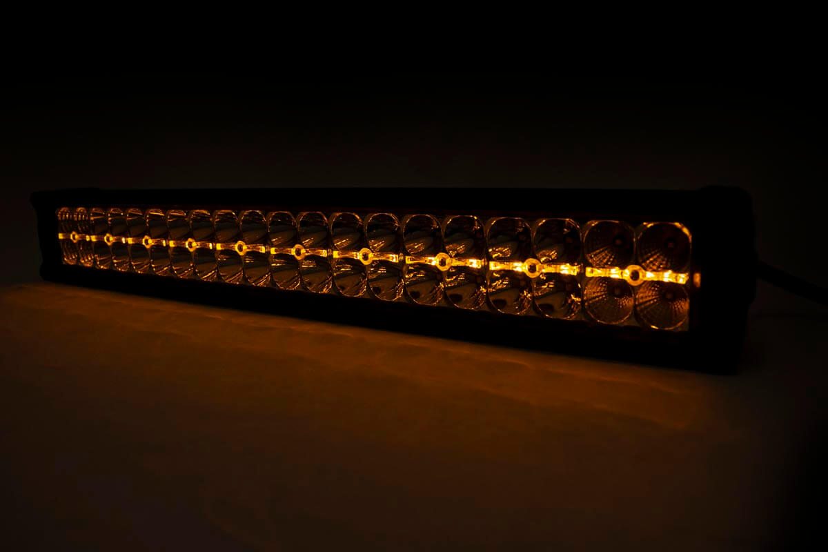 20 Inch Chrome Series LED Light Bar - Dual Row Off-Road Lighting with Amber DRL (Daytime Running Lights) - Model 70920DA - Perfect for Trucks, Jeeps, ATVs & Off-Road Adventures