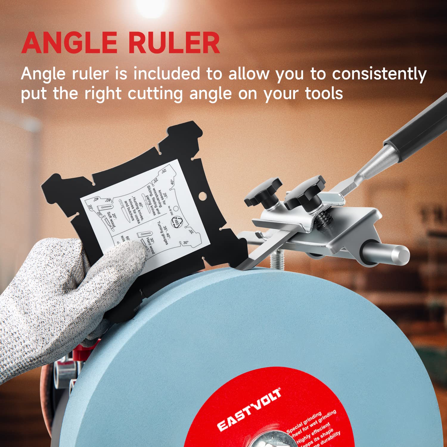 Eastvolt 8 Inch Wet Sharpener - 120RPM Wet Grinding Machine for Kitchen Knives, Woodworking Tools & Chisels | Perfect for Home, Workshop & Professional Use