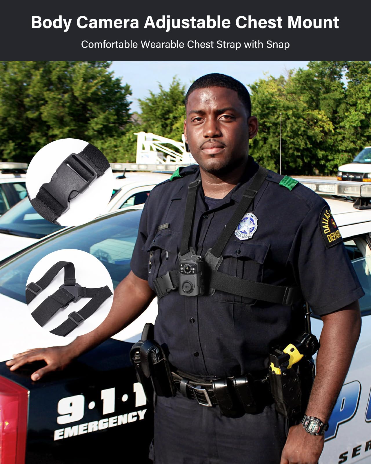 BOBLOV Dual Shoulder Mount for Body Worn Cameras - Adjustable Vest Mount Compatible with All Brands - Hands-Free Wearable Camera Holder for Law Enforcement, Security, Evidence Collection - Perfect for Police Patrols, Security Monitoring & Field Investigations