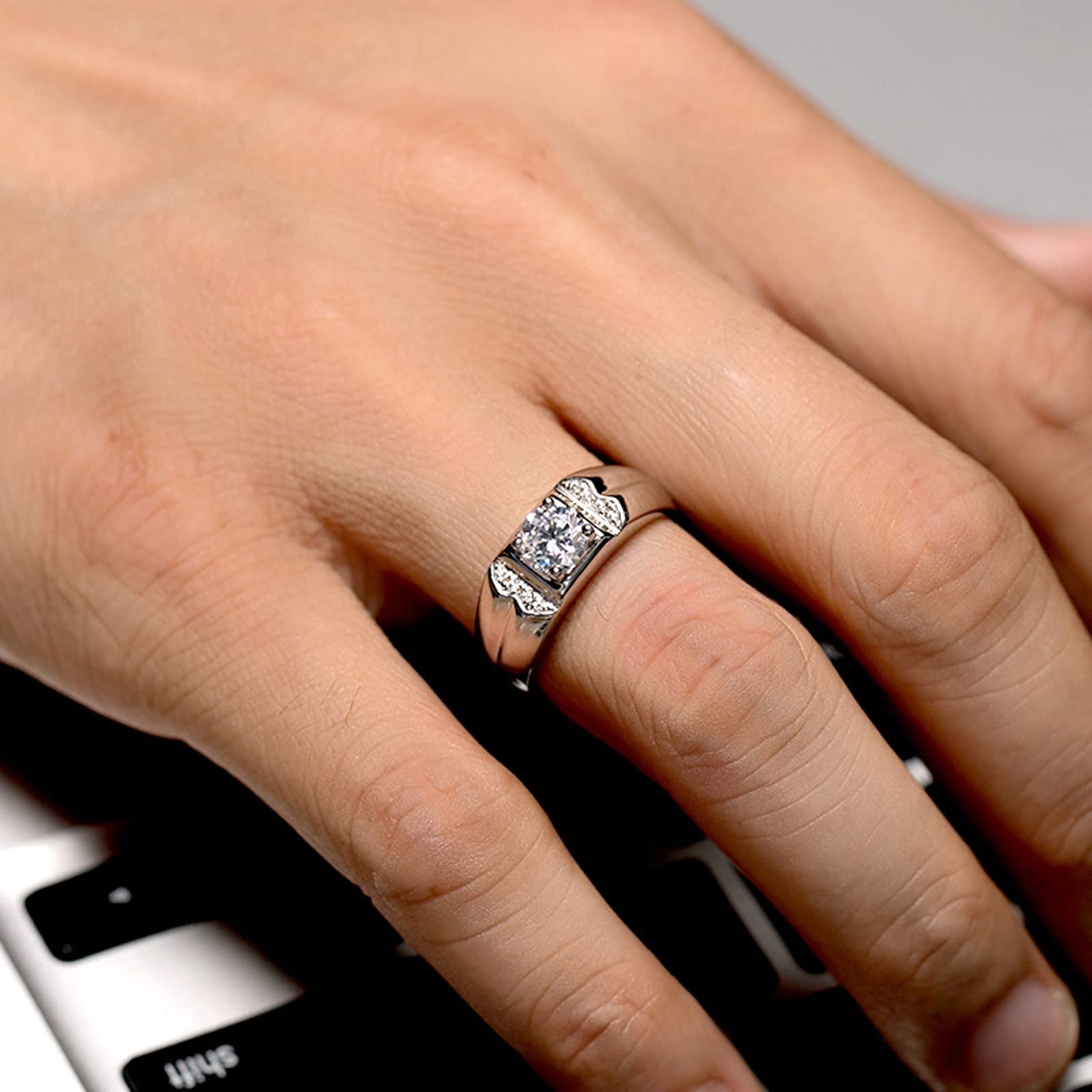 14K Moissanite Engagement Rings for Men - Wedding Promise Rings for Couples (Sizes 4-11) | Perfect for Proposals, Anniversaries & Romantic Gifts