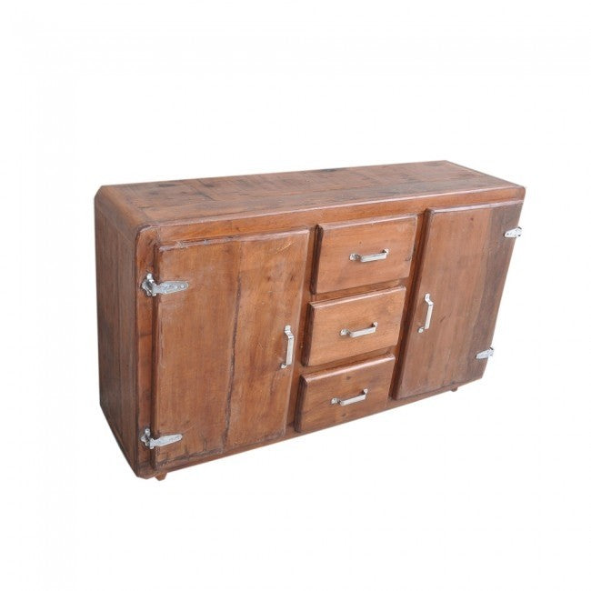 Reclaimed Wood Sideboard Buffet Cabinet 150cm with Wheels - Rustic Honey Finish | Perfect for Dining Room Storage, Kitchen Buffet & Entryway Organizer