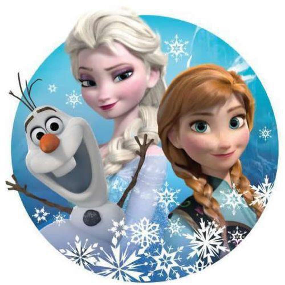 Frozen Anna Elsa Olaf Round Cake Topper - 20cm Disney Princess Birthday Cake Decoration - Edible Wafer Paper Sugar Sheet for Cakes, Cupcakes & Desserts (Perfect for Kids Birthday Parties & Disney Themed Celebrations)