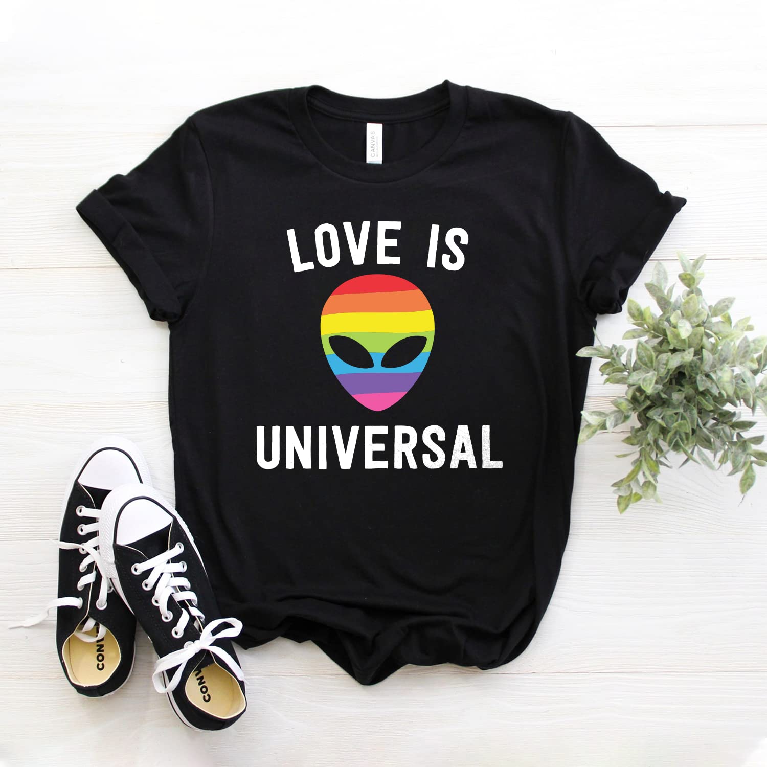 Love Is Universal T-Shirt - LGBT Pride Shirt with Heart Design - Unisex Softstyle Tee for Lesbian, Gay & Equality Support - Perfect for Pride Parades, LGBTQ Events & Everyday Wear