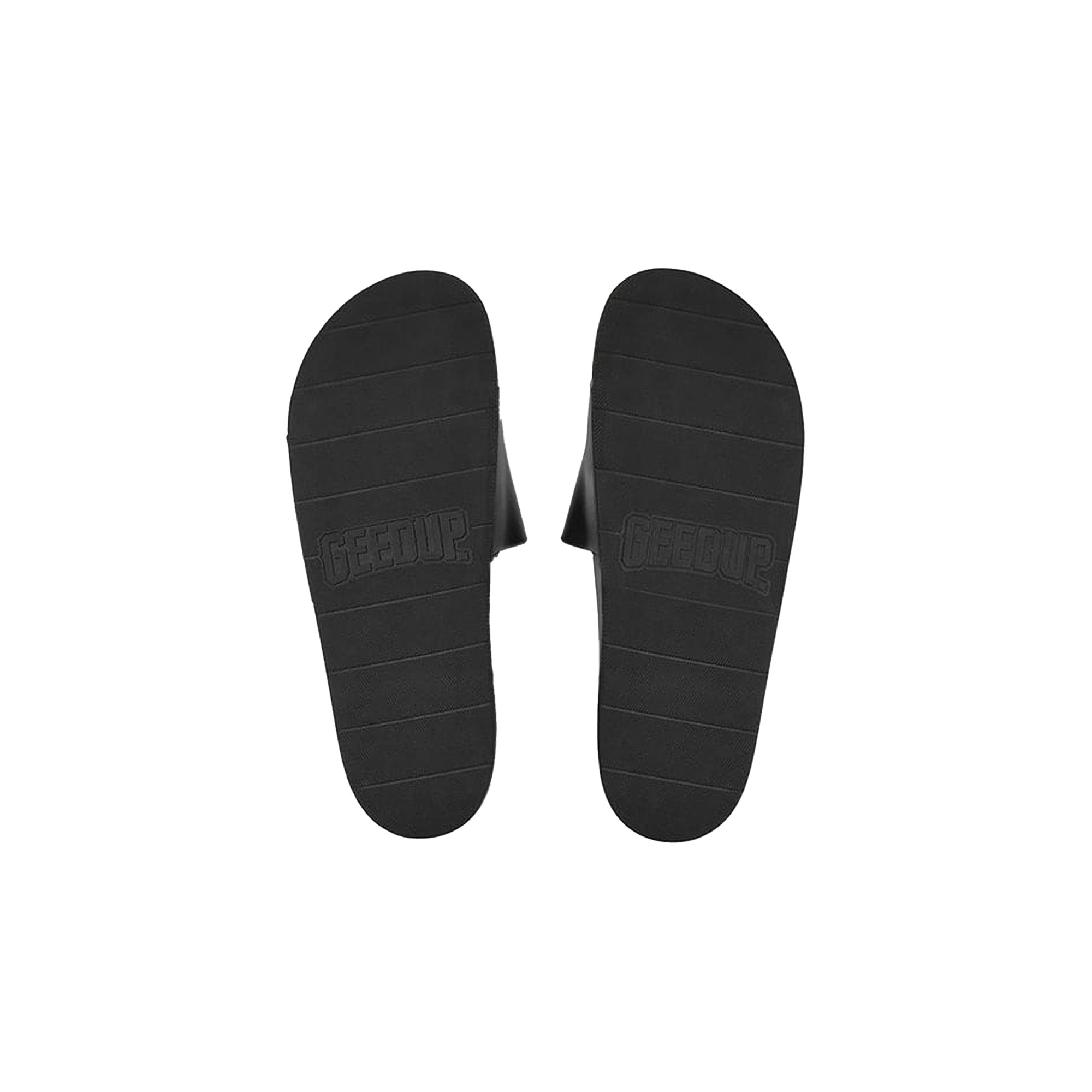 Geedup Core Logo Emboss Slides for Men - Black Comfortable Slide Sandals for Casual Wear, Beach, Pool & Gym (2025)