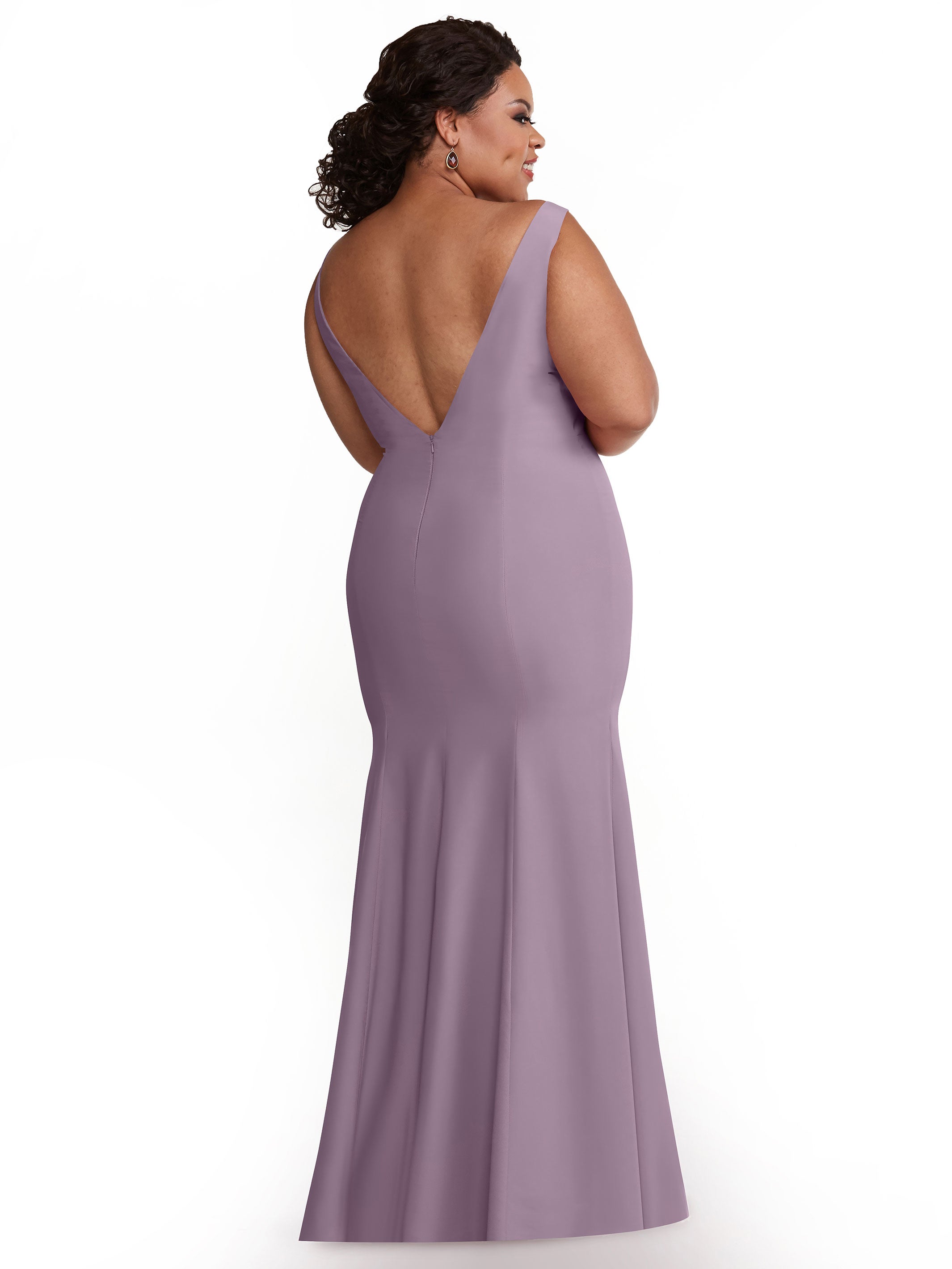 83010 Mermaid Stretch Chiffon Bridesmaid Dress with Plunging Neckline - Elegant Formal Gown for Weddings, Prom & Special Occasions