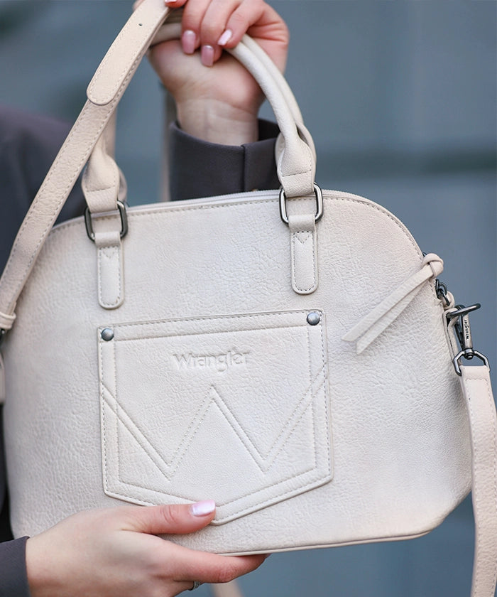 Wrangler Dome Satchel Crossbody Bag for Women & Men - Durable Leather Shoulder Bag - Perfect for Travel, Work & Everyday Use
