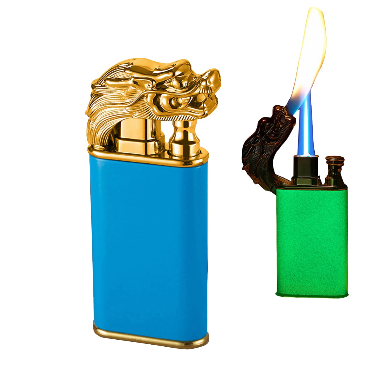 Windproof Double Flame Lighter - Blue Dragon Torch for Men, Camping & BBQ